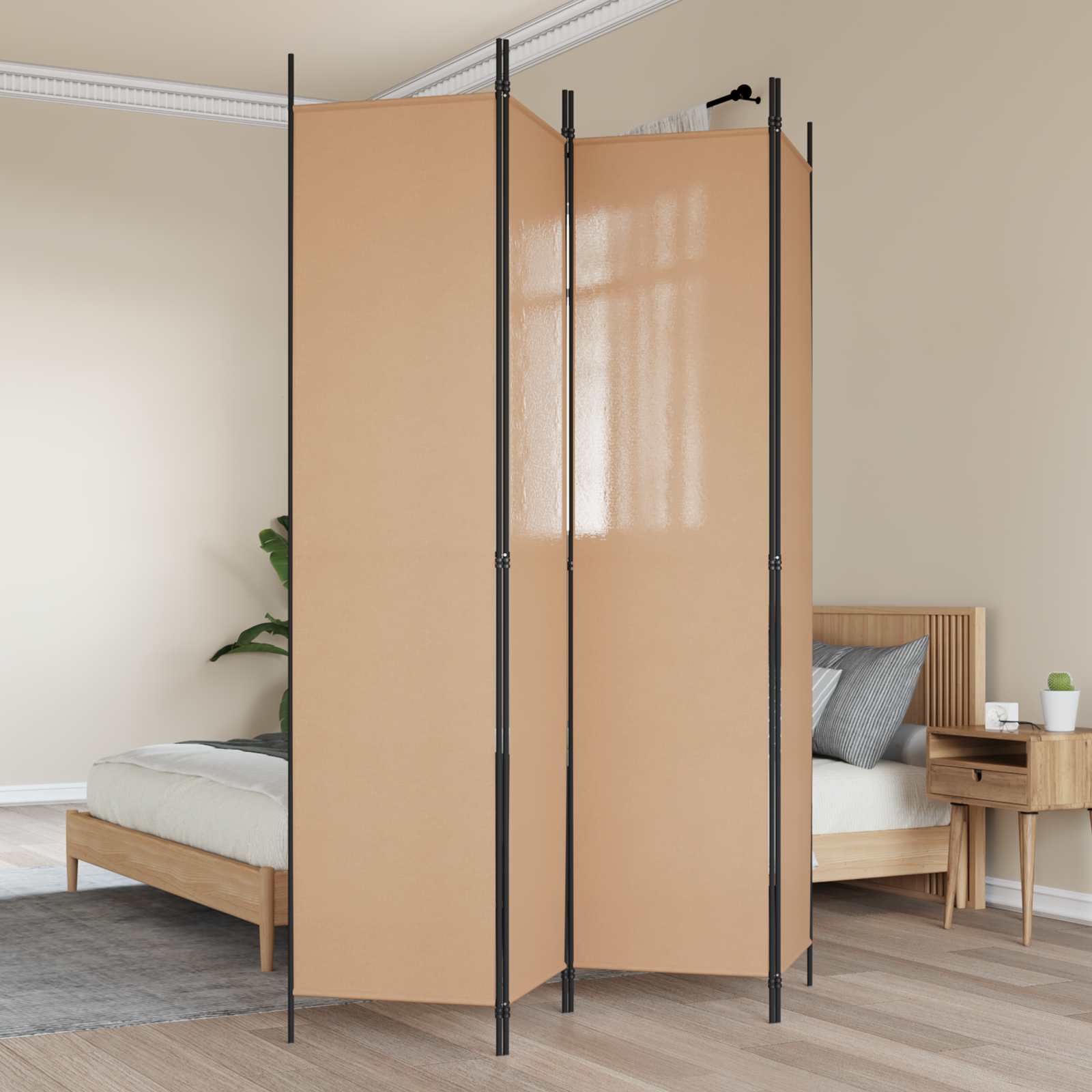 4-paneles szoba elválasztó bézs 200 x 220 cm szövet