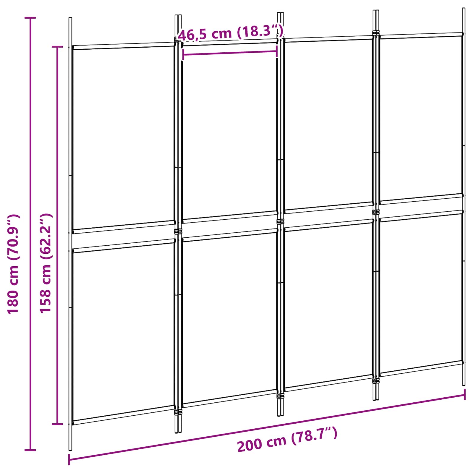 4-paneles szoba elválasztó bézs 200 x 180 cm szövet