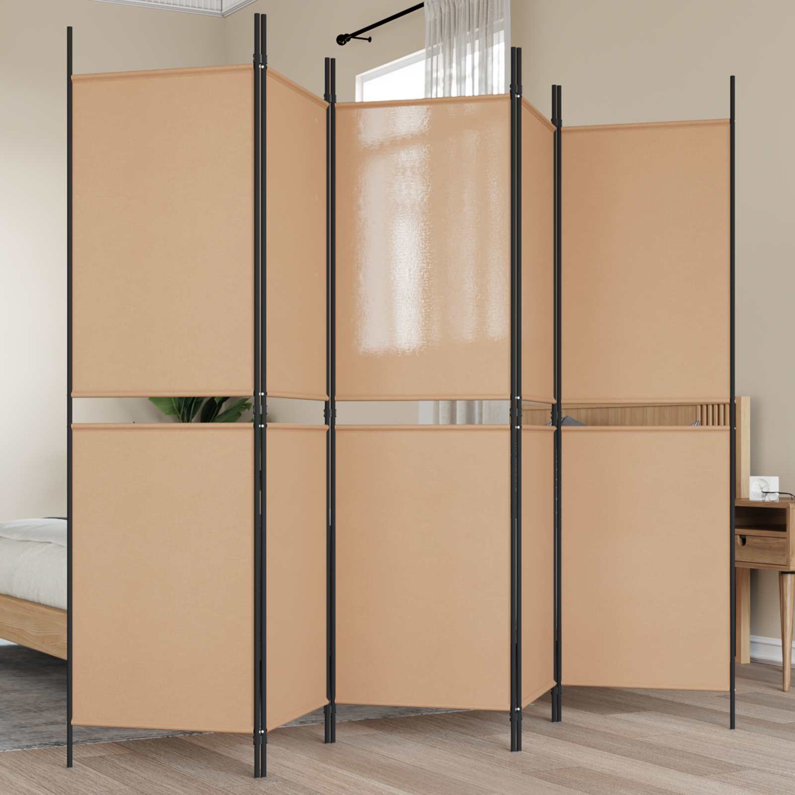 5-paneles szobaelválasztó bézs 250 x 180 cm szövet