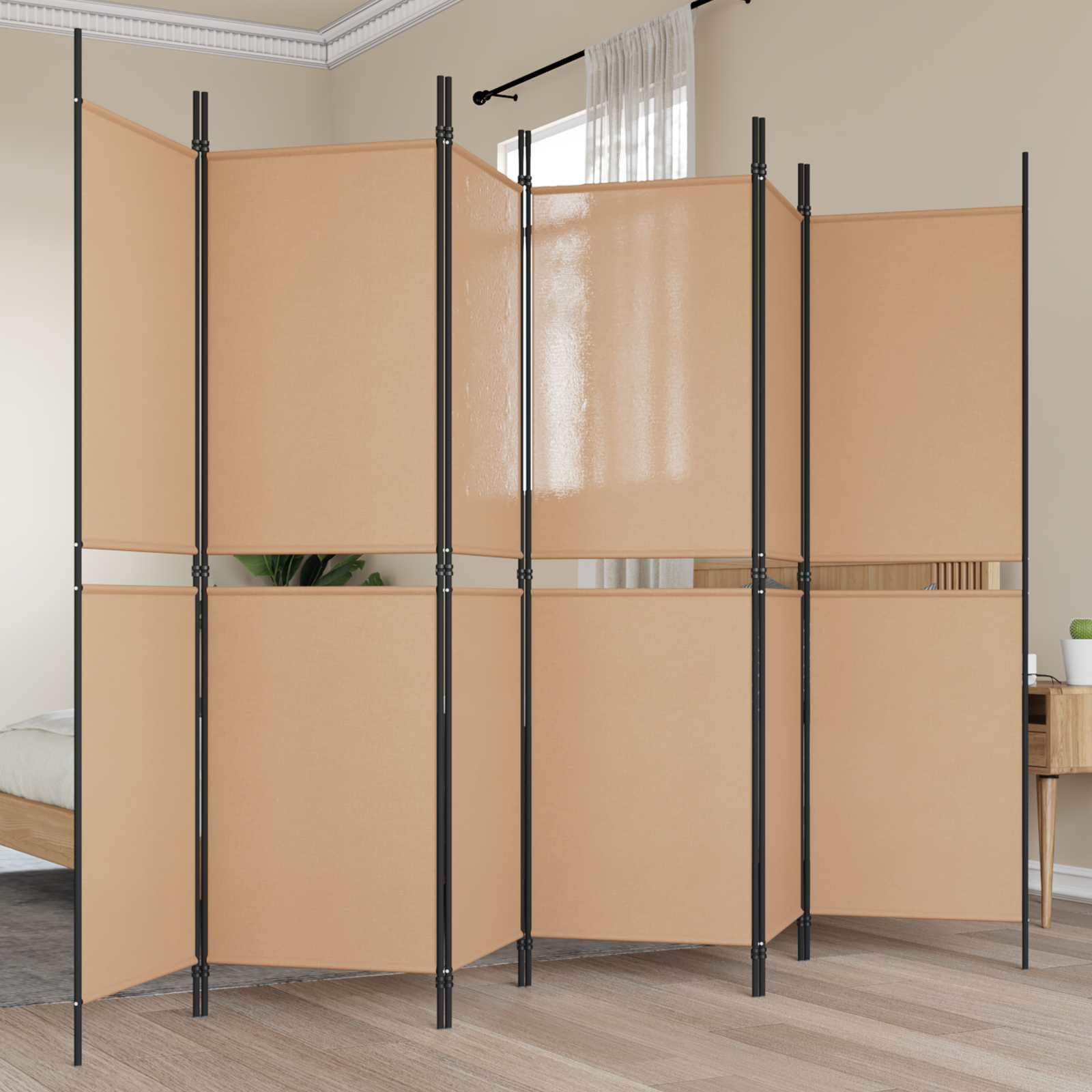6-paneles szobaelválasztó bézs 300 x 180 cm szövet