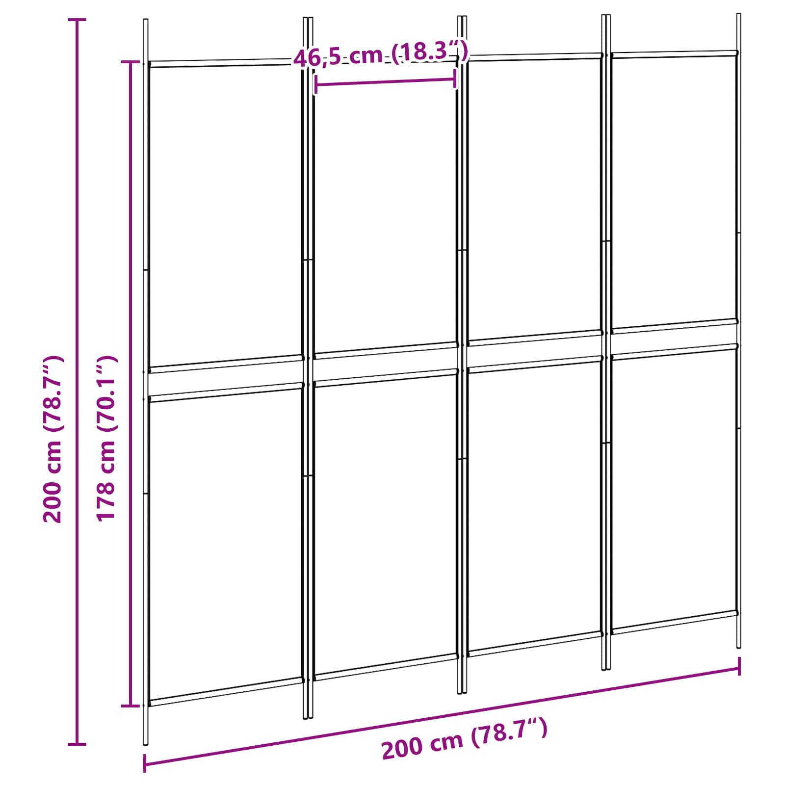 4-paneles szobaelválasztó bézs 200 x 200 cm szövet