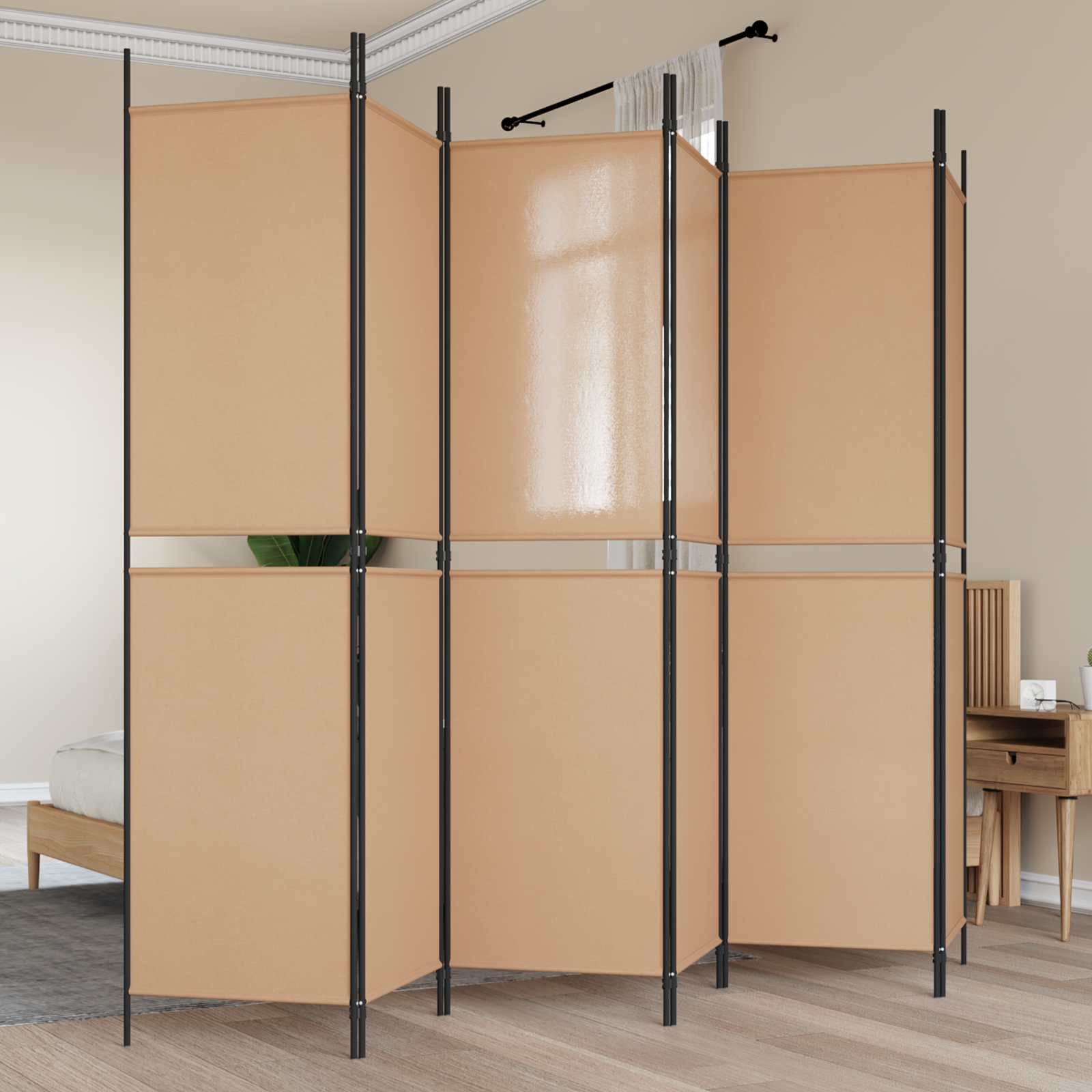 6-paneles szobaelválasztó bézs 300 x 200 cm szövet