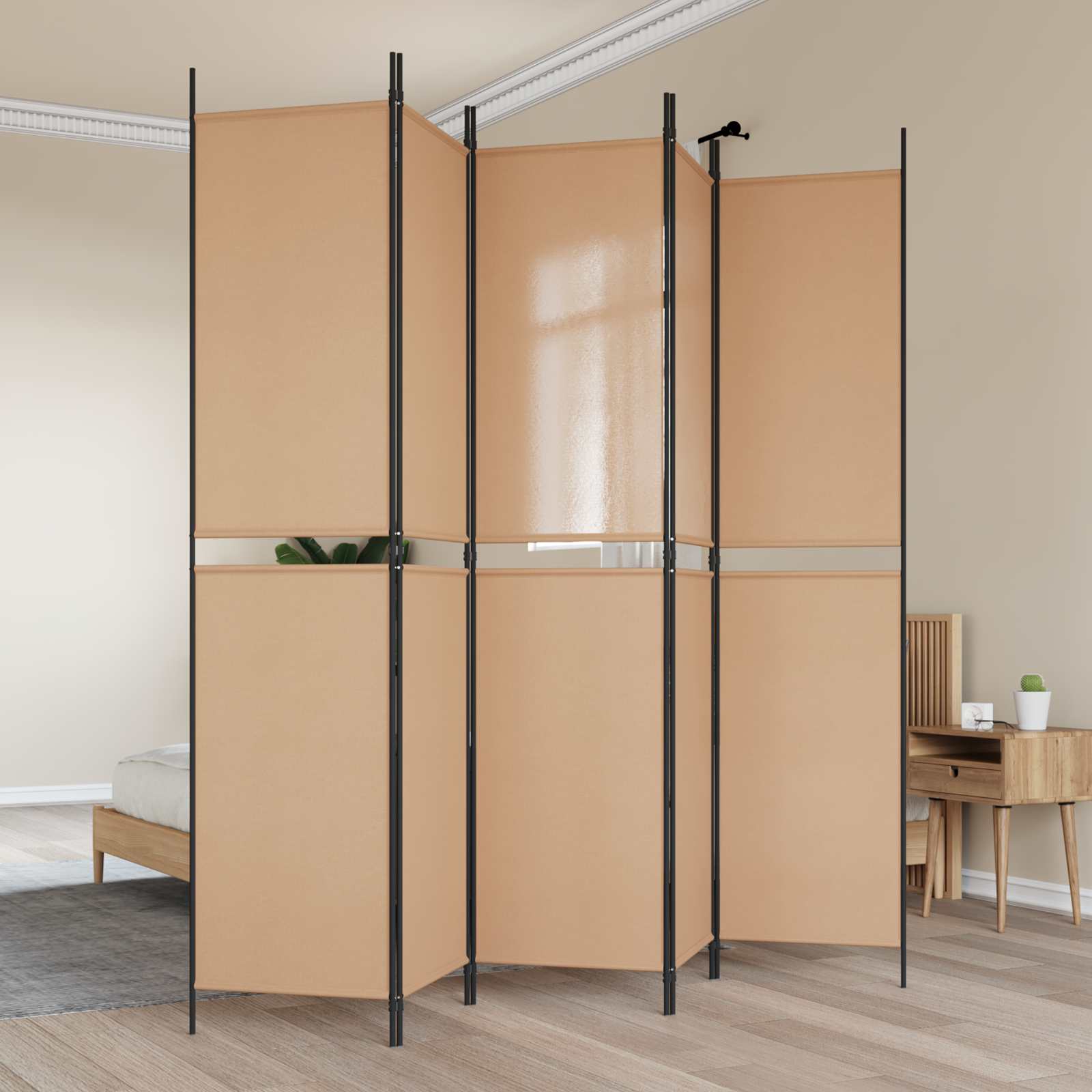5-panelos szoba leválasztó bézs 250 x 220 cm szövet