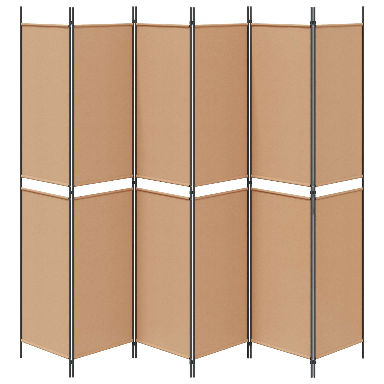 6-paneles szobaelválasztó bézs 300 x 220 cm szövet