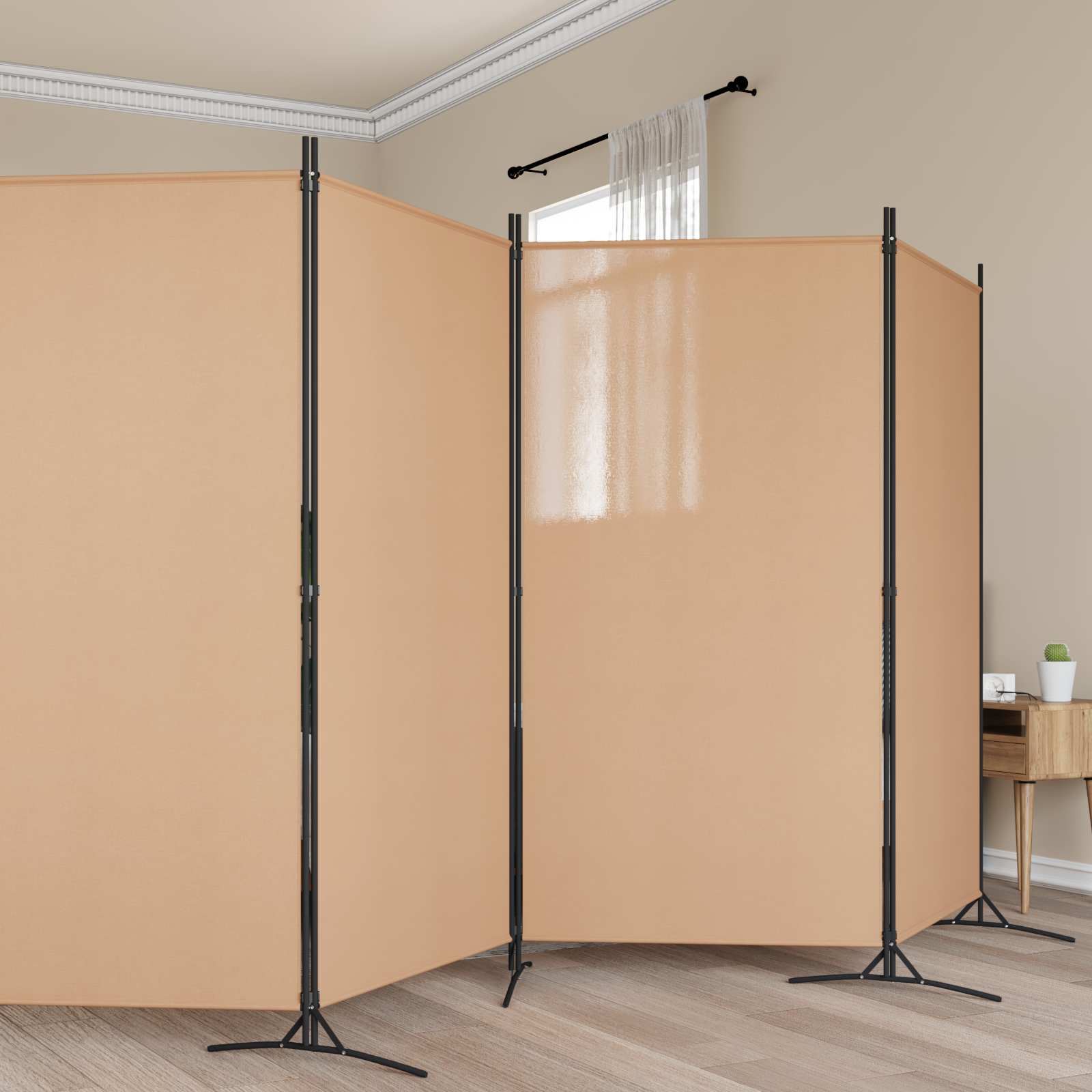 6-paneles szobaelválasztó bézs 520 x 180 cm szövet