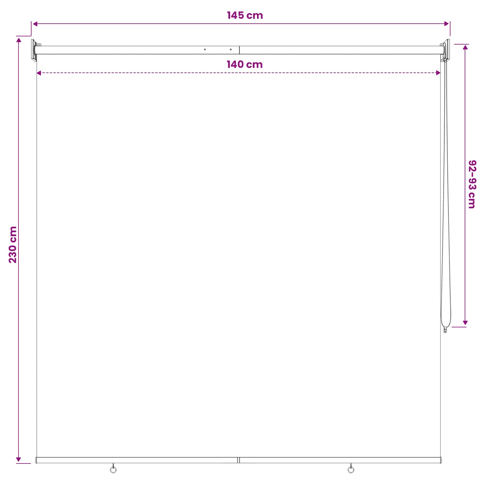 Roletta uv védelemmel tópszínű 145 x 230 cm poliészter