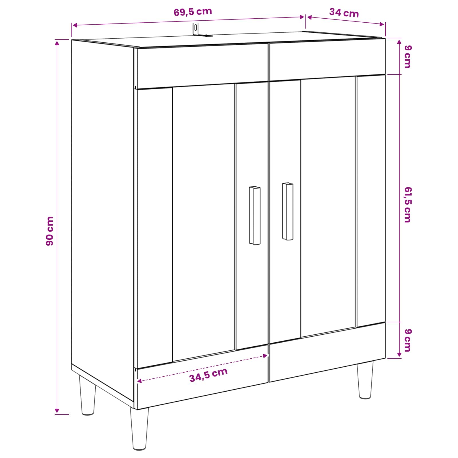 Széf antik fa 69,5 x 34 x 90 cm szerelt fa