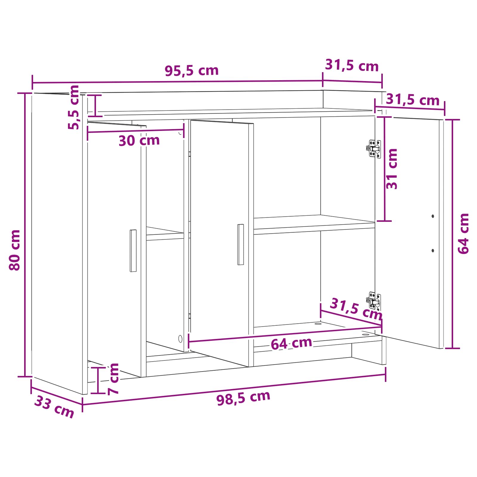 Széf antik fa 98,5 x 33 x 80 cm szerelt fa