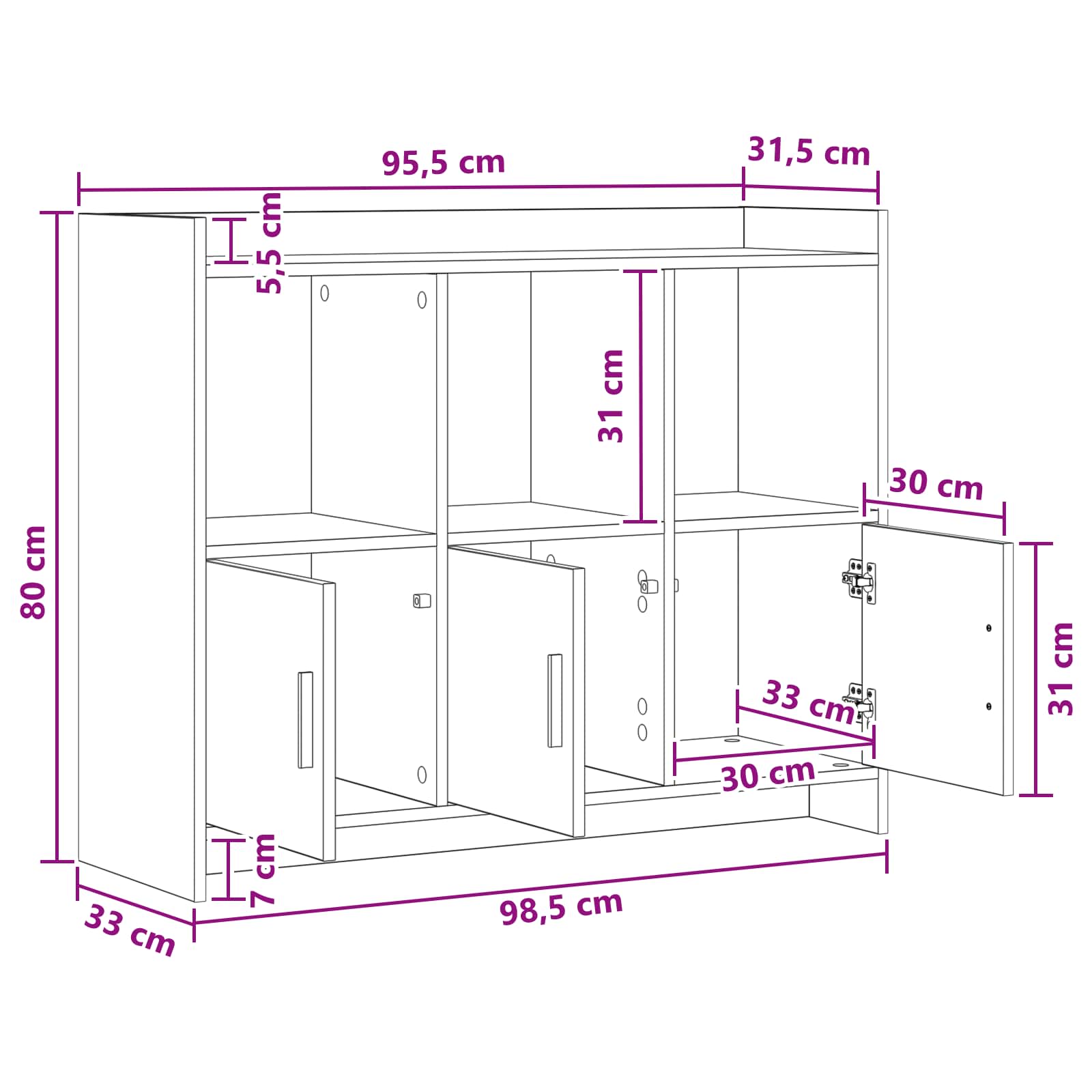 Széf antik fa 98,5 x 33 x 80 cm szerelt fa