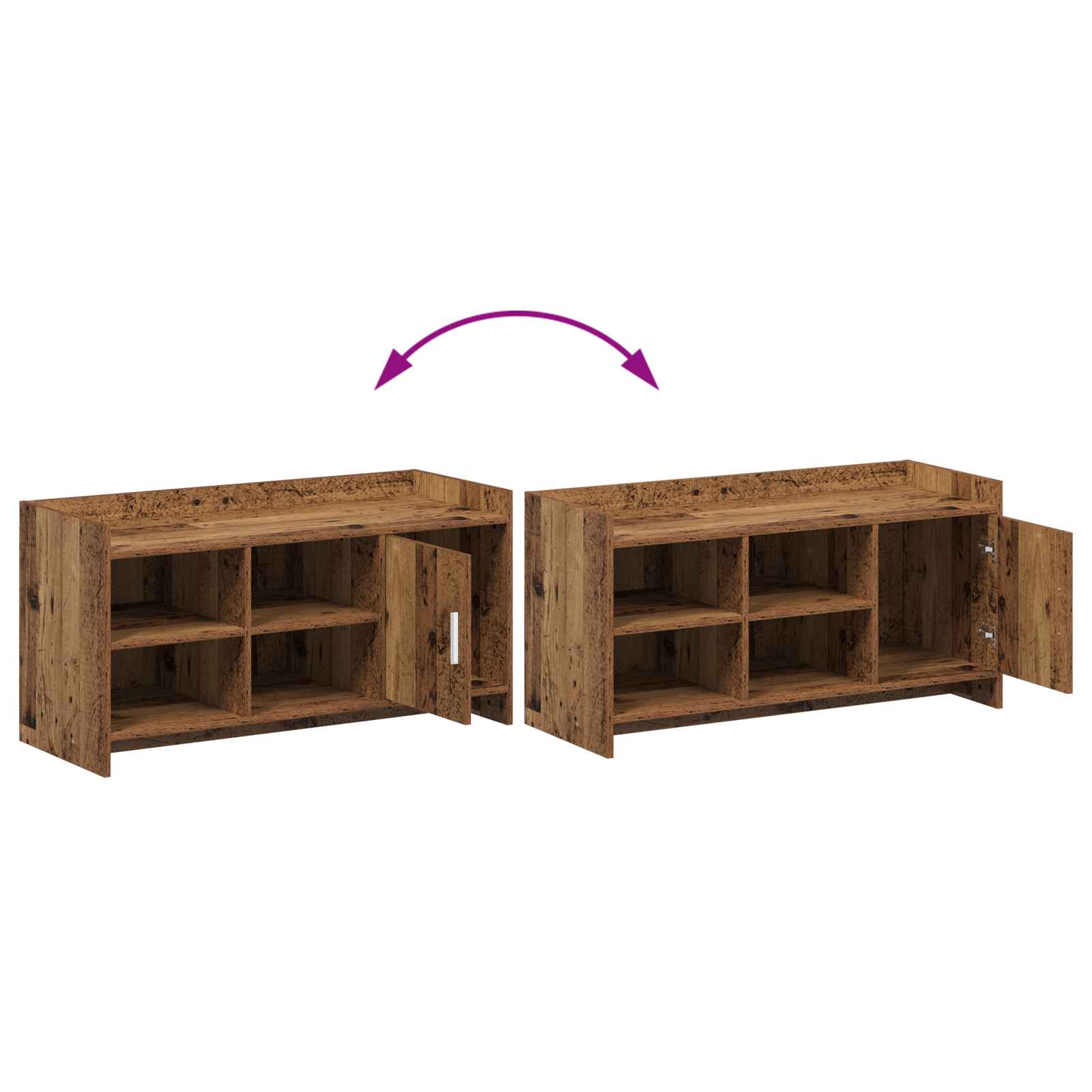 Cipőszekrény tárolóval antik fa 100 x 39,5 x 51 cm szerelt fa