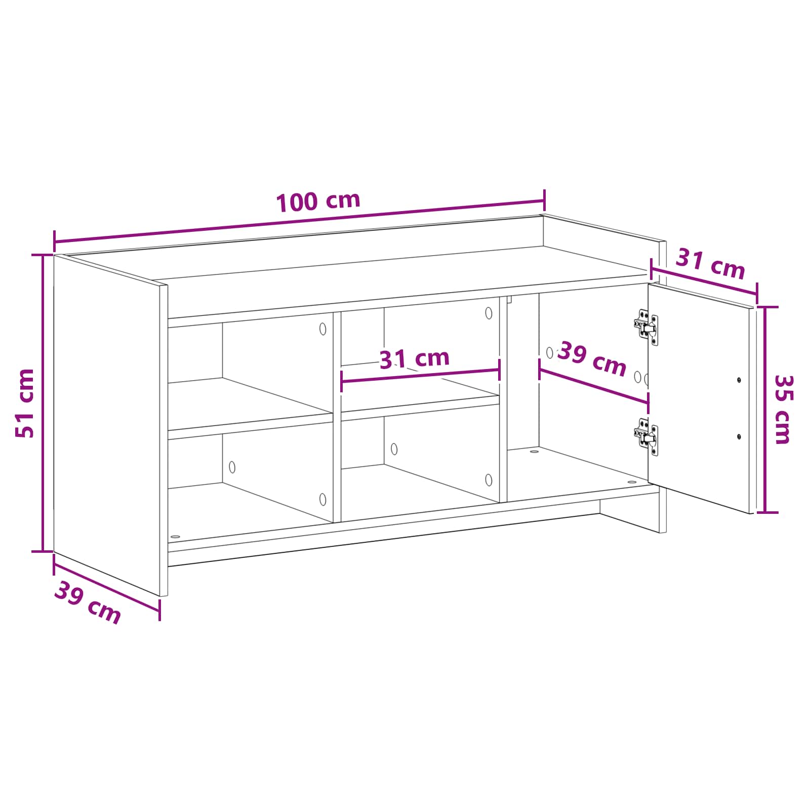 Cipőszekrény tárolóval antik fa 100 x 39,5 x 51 cm szerelt fa