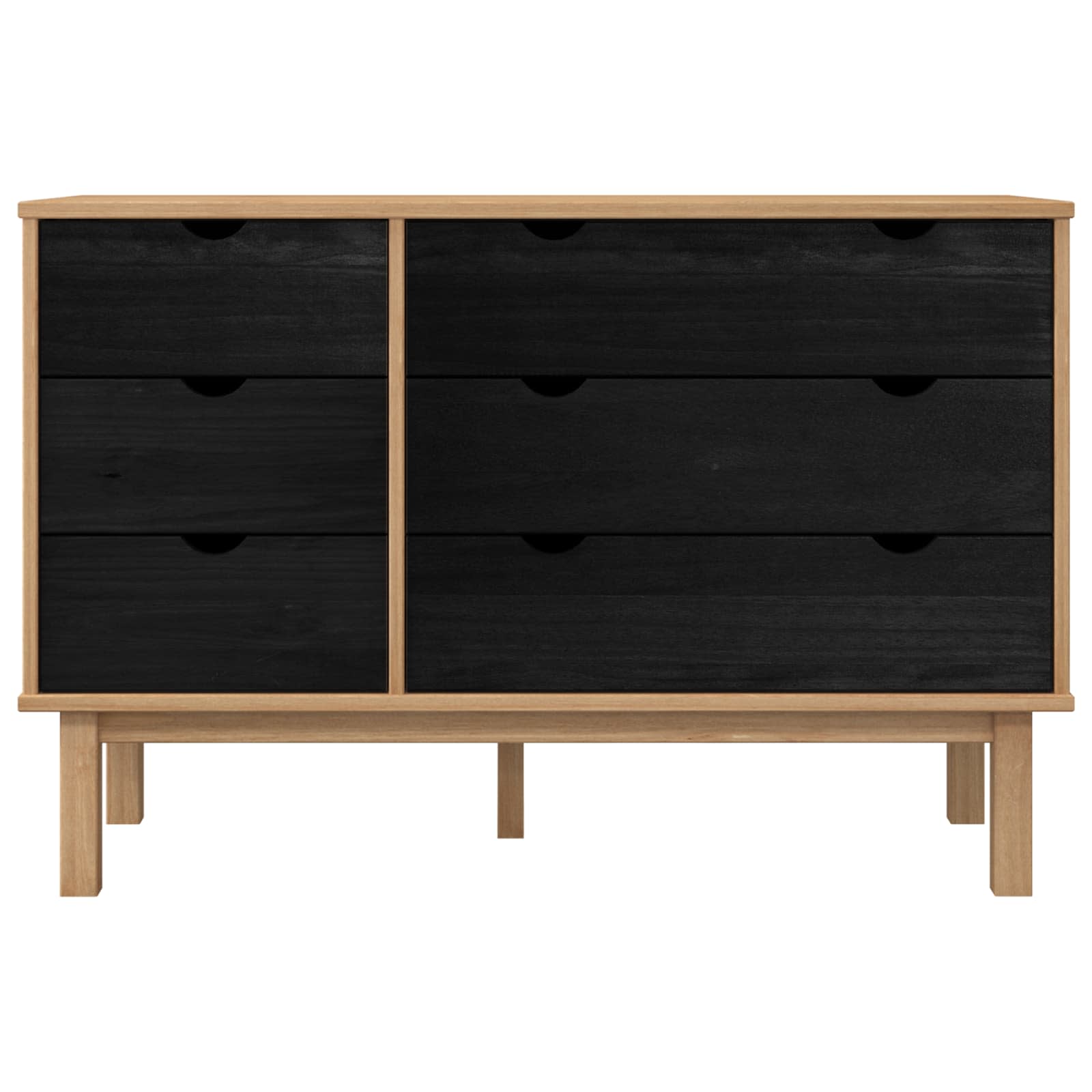 Fiókos szekrény otta fekete 111 x 43 x 73,5 cm tömör fenyőfa
