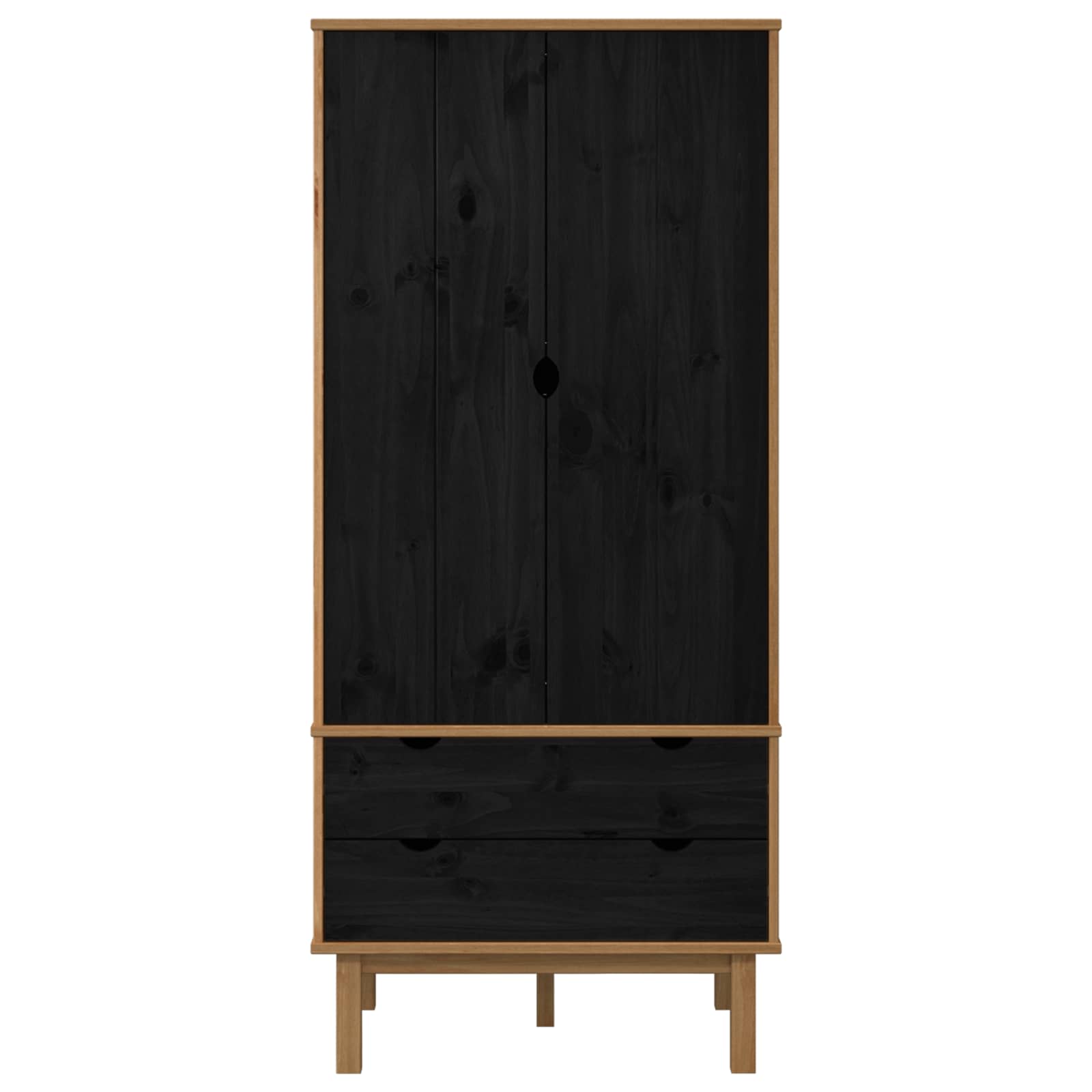 Ruhásszekrény otta fekete 76,5 x 53 x 172 cm tömör fenyőfa