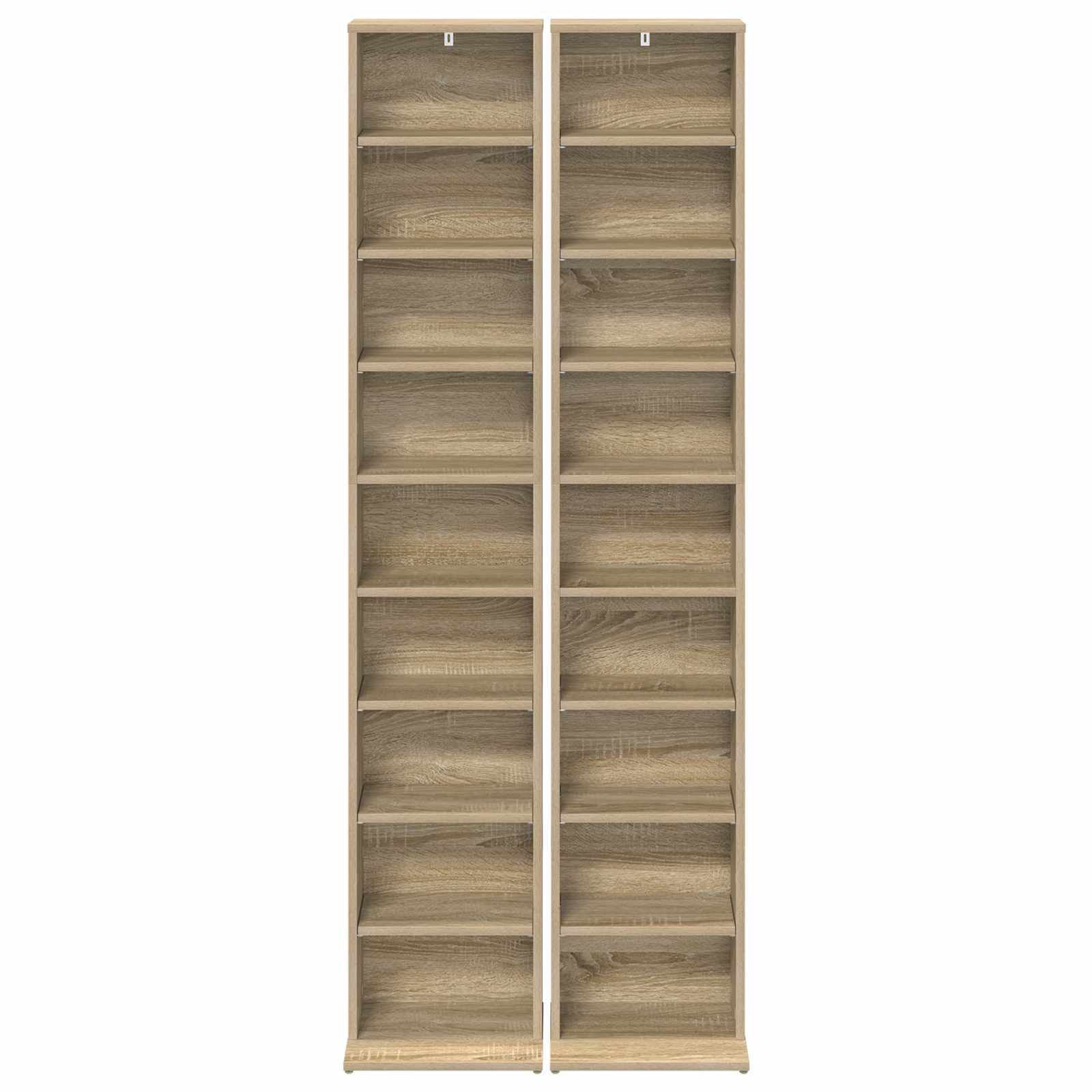 Cd szekrény 2 db sonoma tölgy 33 x 23,5 x 175 cm szerelt fa