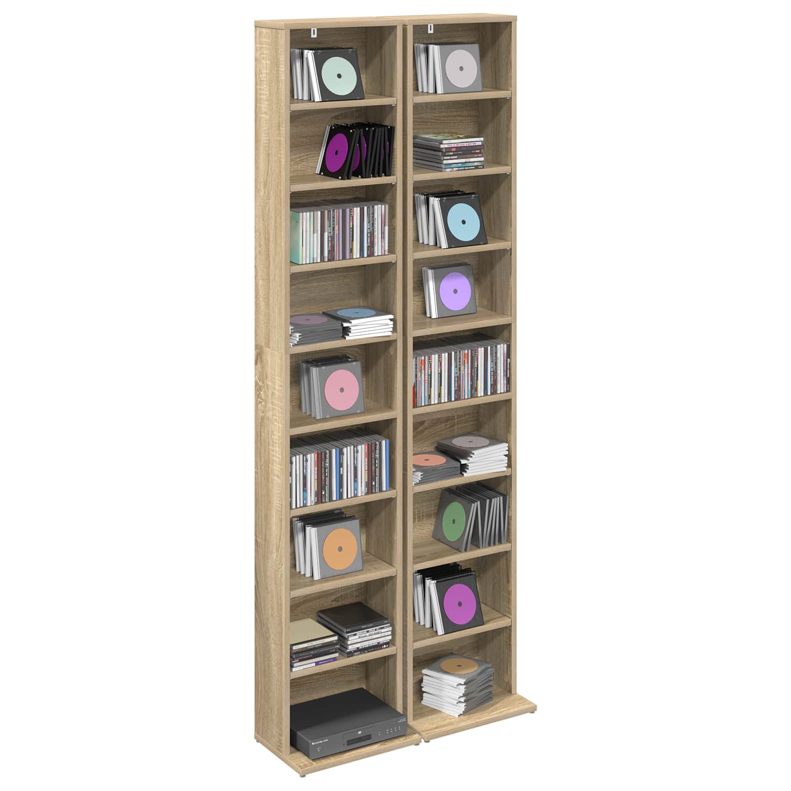 Cd szekrény 2 db sonoma tölgy 33 x 23,5 x 175 cm szerelt fa