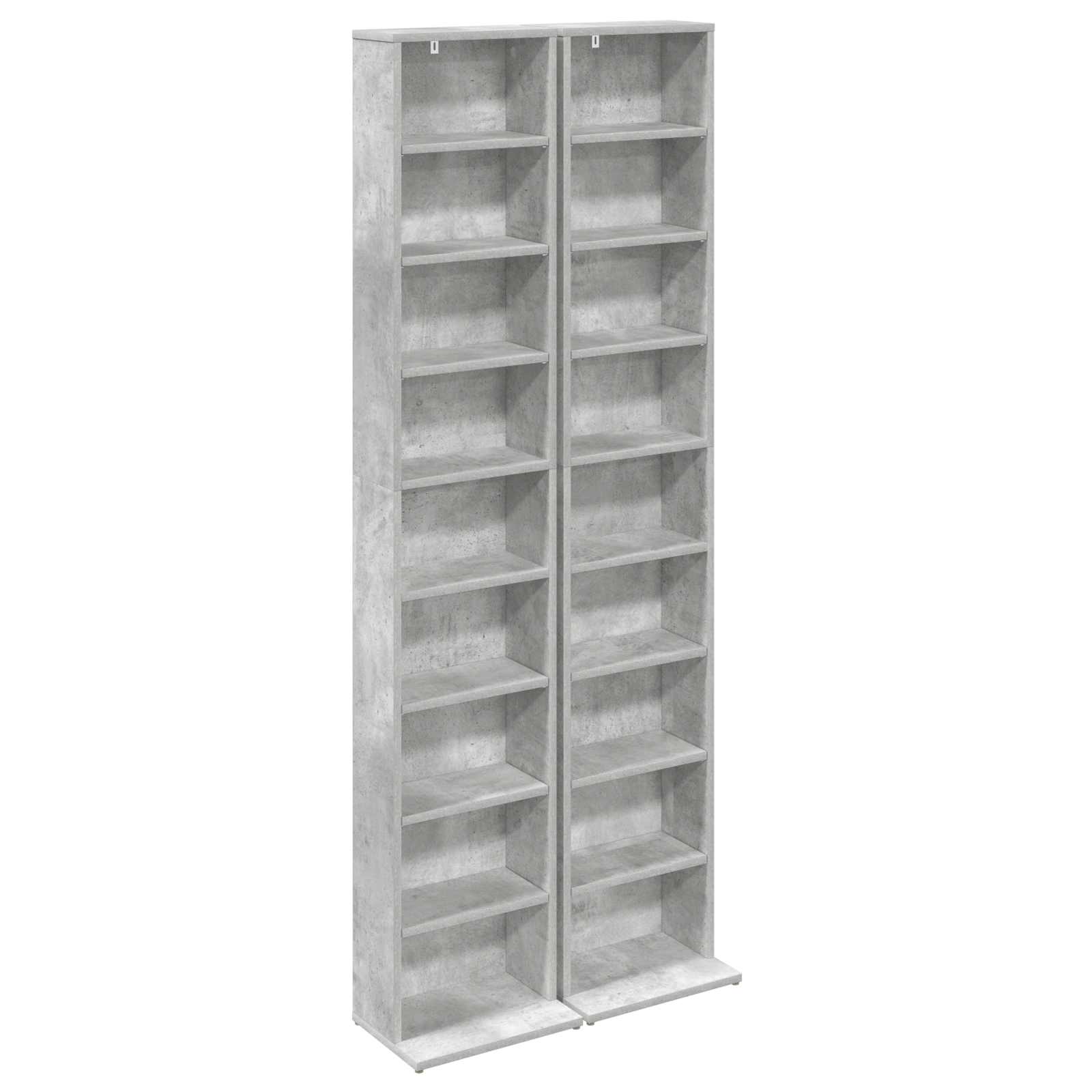 Cd szekrény 2 db betonszürke 33 x 23,5 x 175 cm szerelt fa