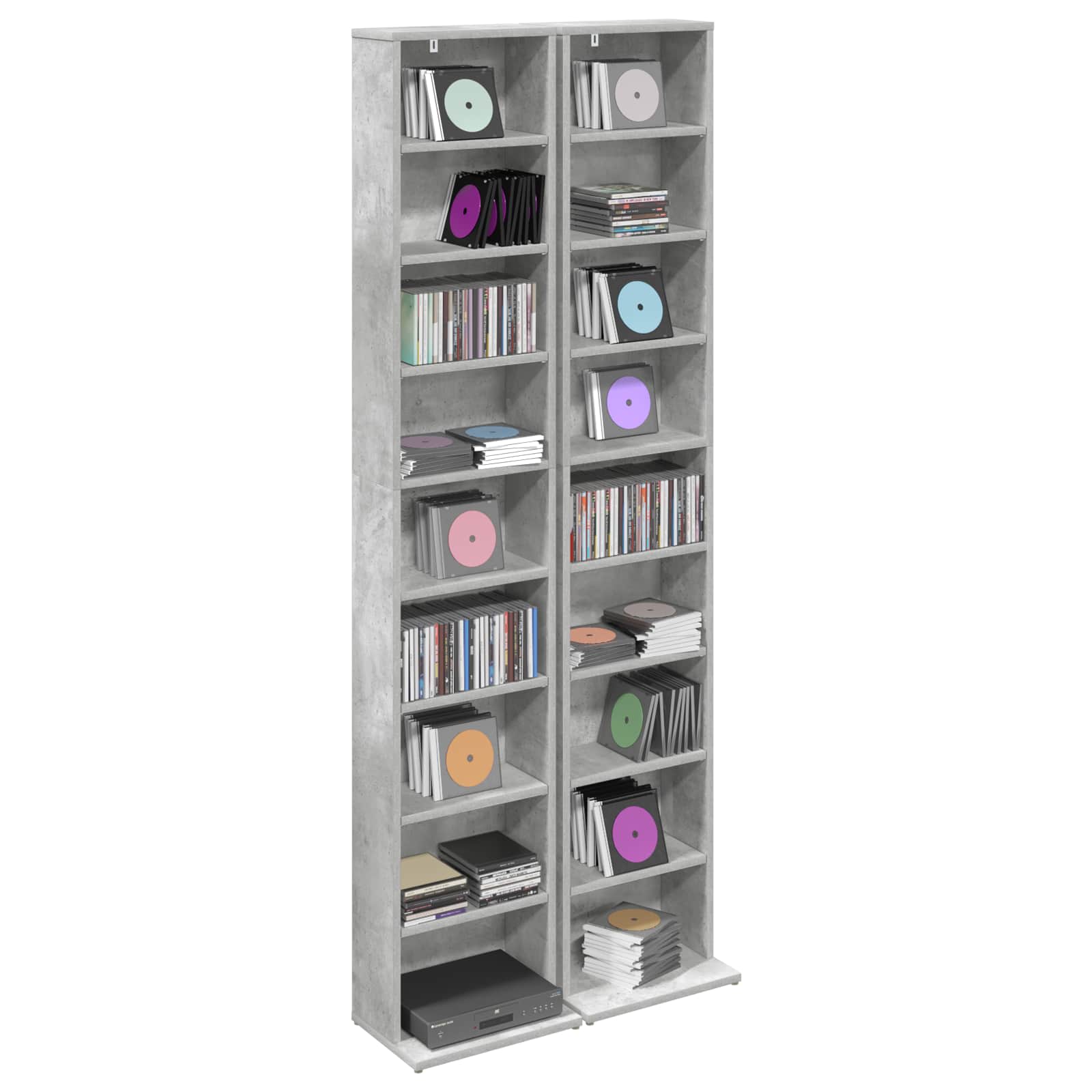 Cd szekrény 2 db betonszürke 33 x 23,5 x 175 cm szerelt fa