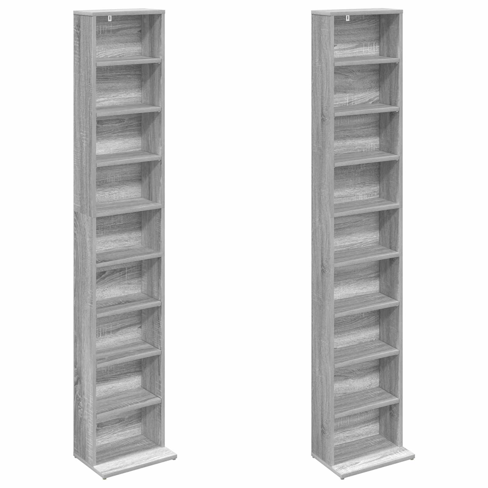 Cd szekrény 2 db szürke sonoma 33 x 23,5 x 175 cm szerelt fa