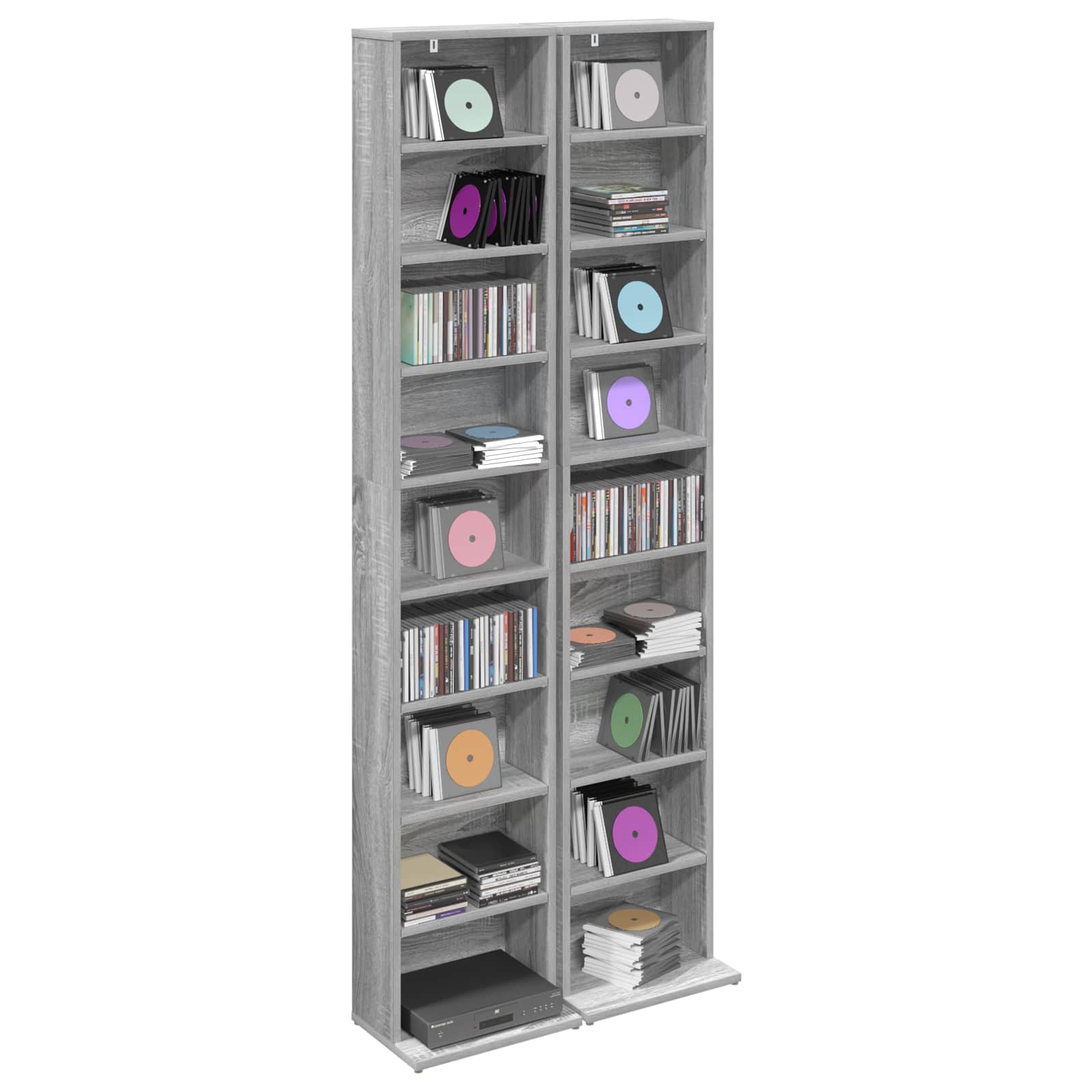 Cd szekrény 2 db szürke sonoma 33 x 23,5 x 175 cm szerelt fa