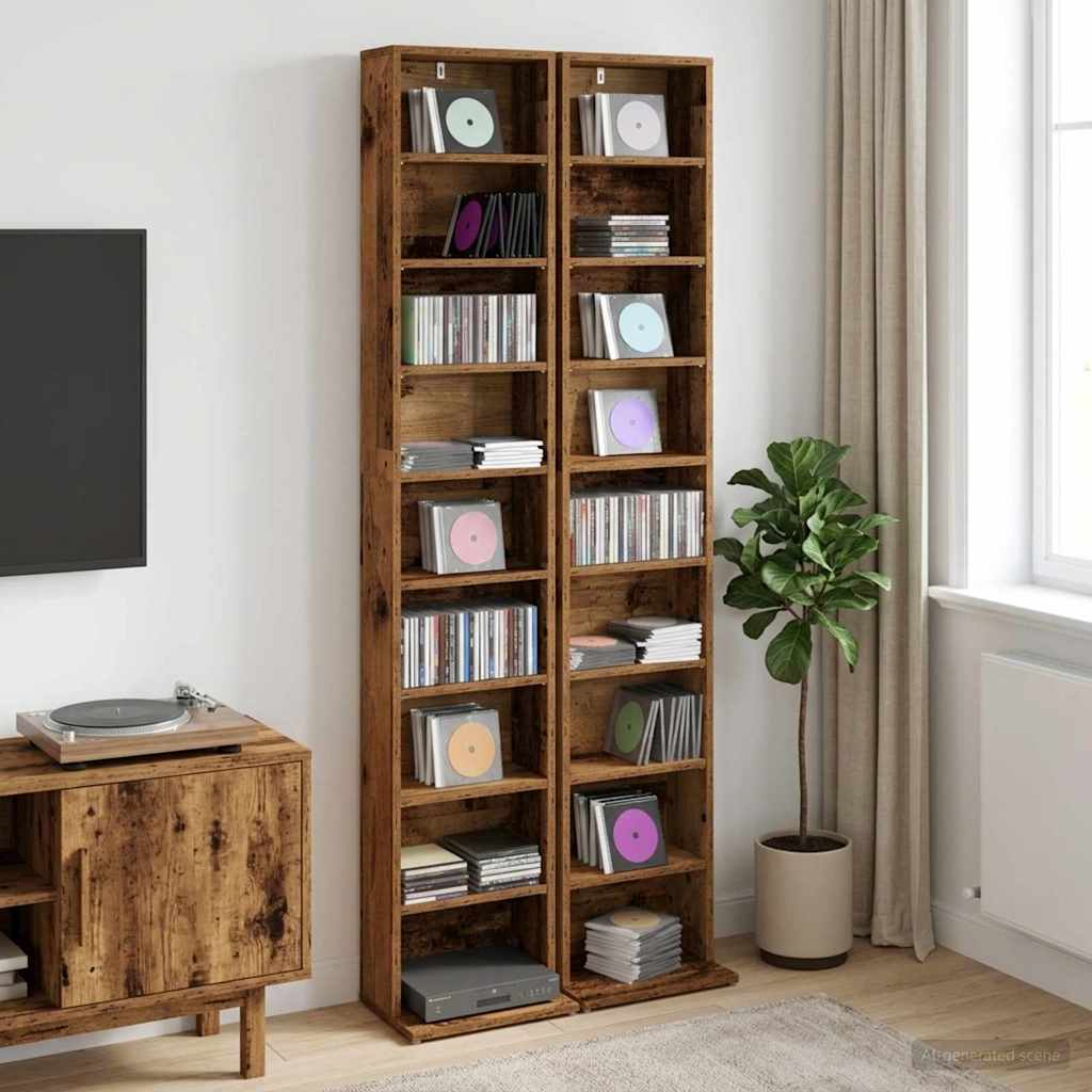 Cd szekrény 2 db antik fa 33 x 23,5 x 175 cm szerelt fa
