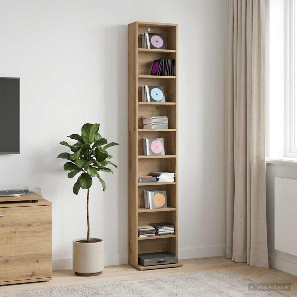 Cd szekrény kézműves tölgy 33 x 23,5 x 175 cm szerelt fa