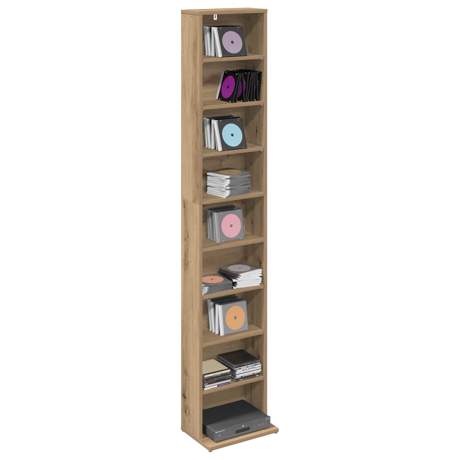 Cd szekrény kézműves tölgy 33 x 23,5 x 175 cm szerelt fa