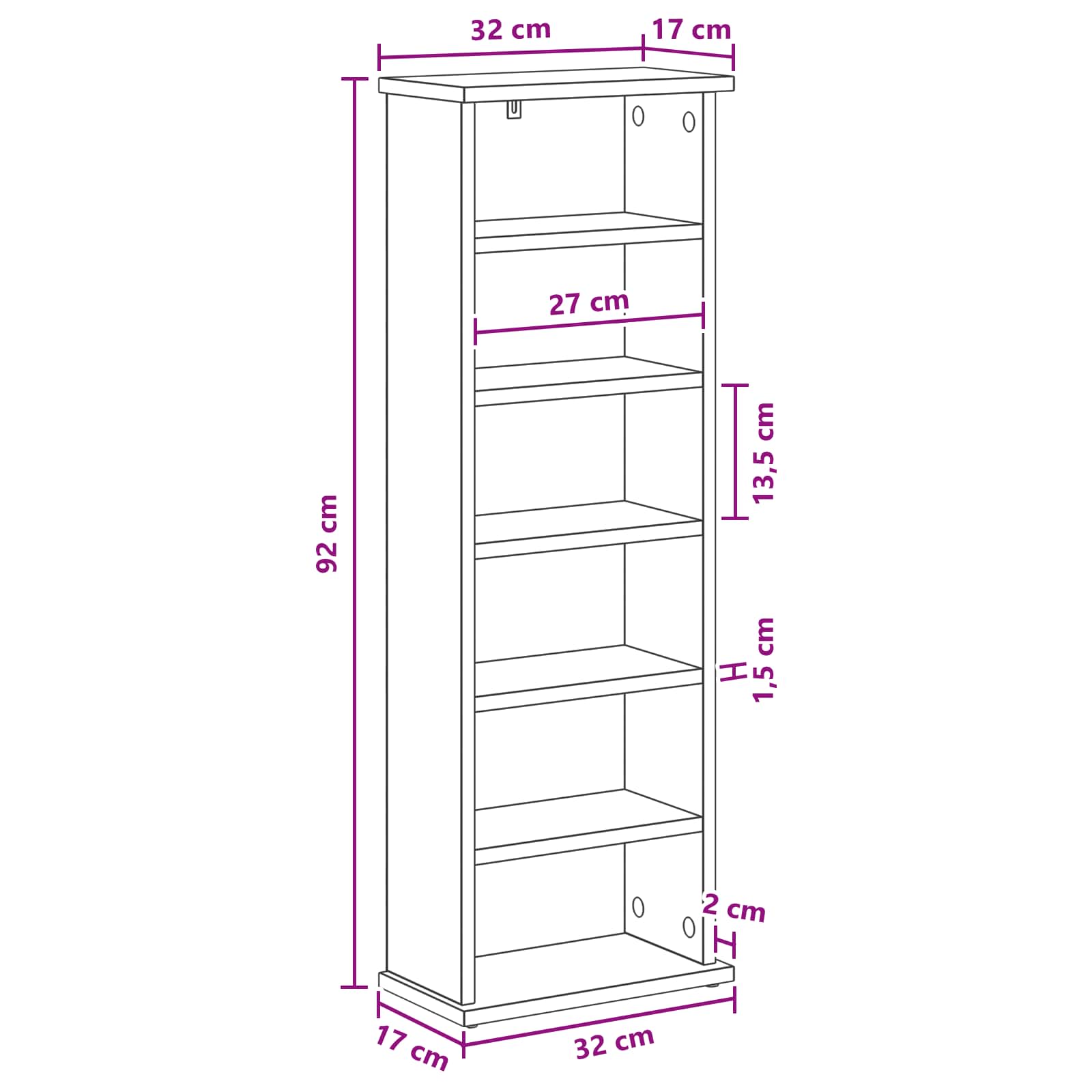 Cd szekrény antik fa 60 x 17 x 92 cm szerelt fa