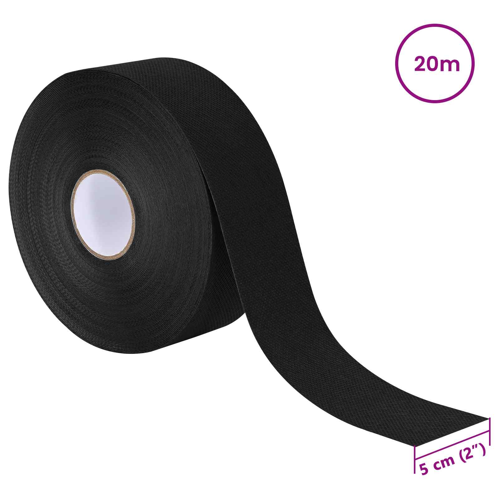 Öntapadó műfű szalag fekete 5 cm x 20 m nemes szövet