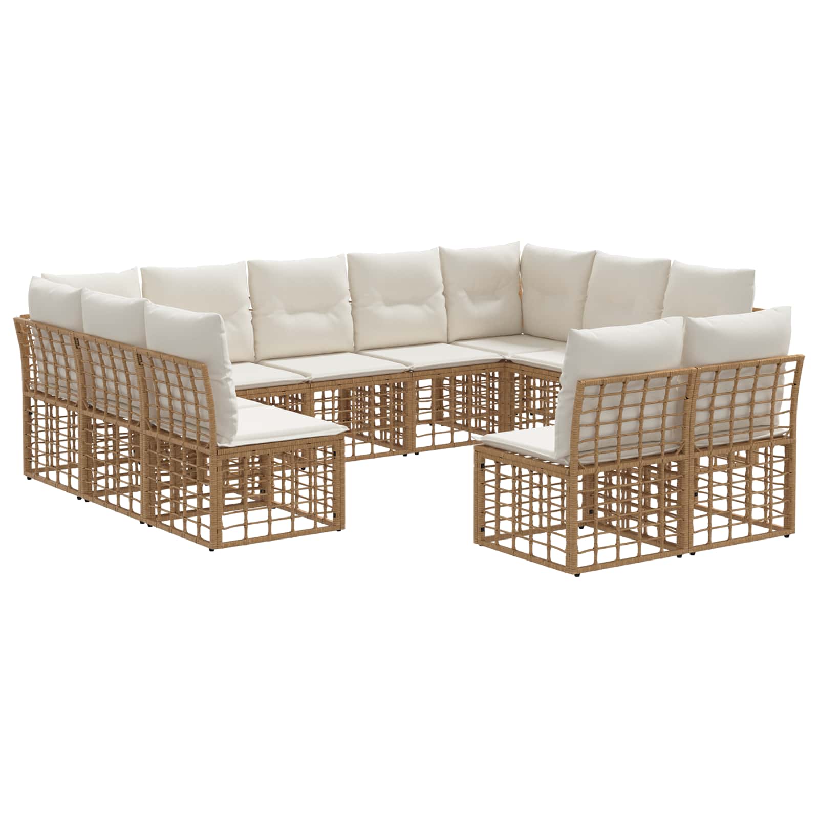 Kültéri kanapé szett 11 pcs természetes és krémszínű fehér