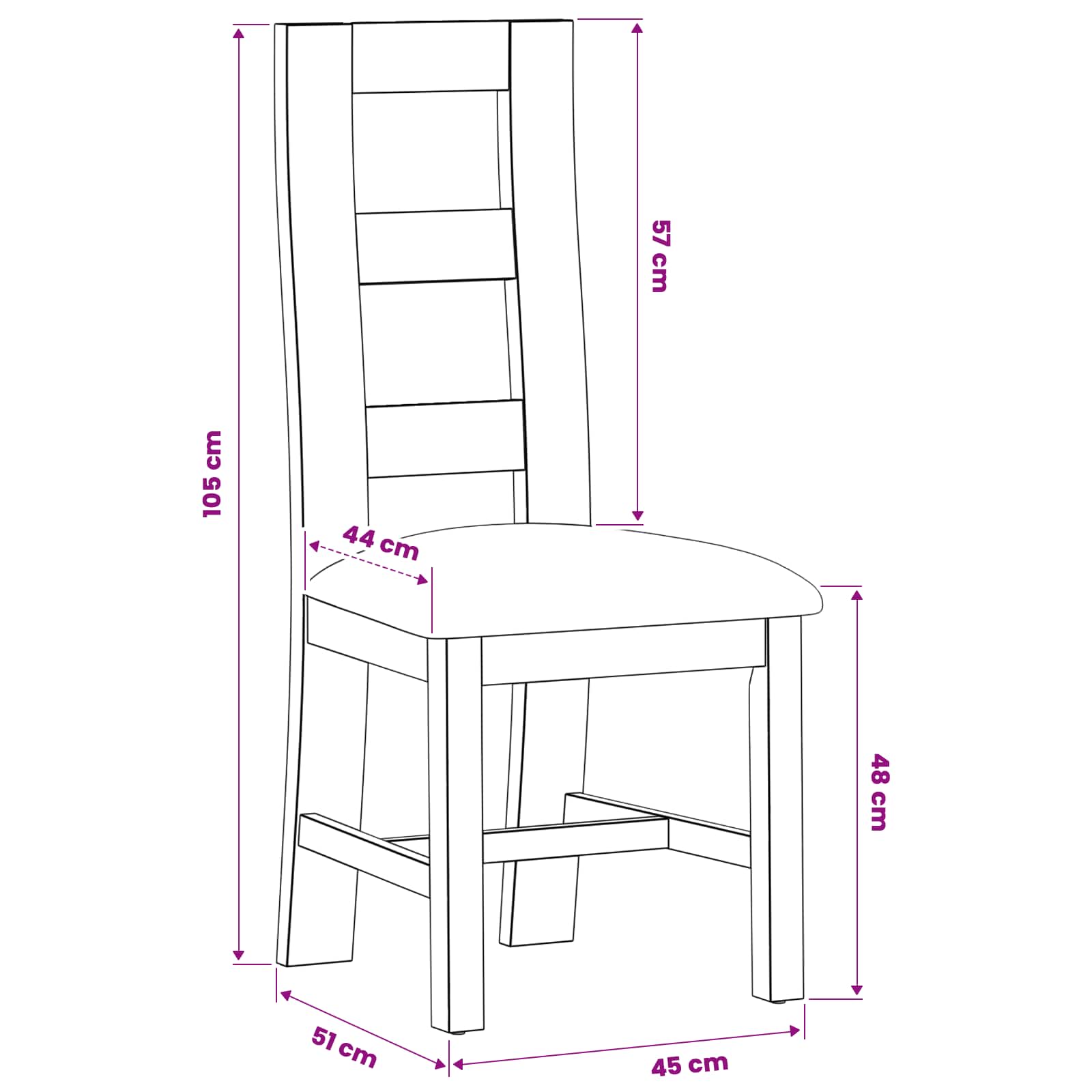 Étkezőszék 2 pcs tömör tölgyfa fekete 45 x 51 x 105 cm