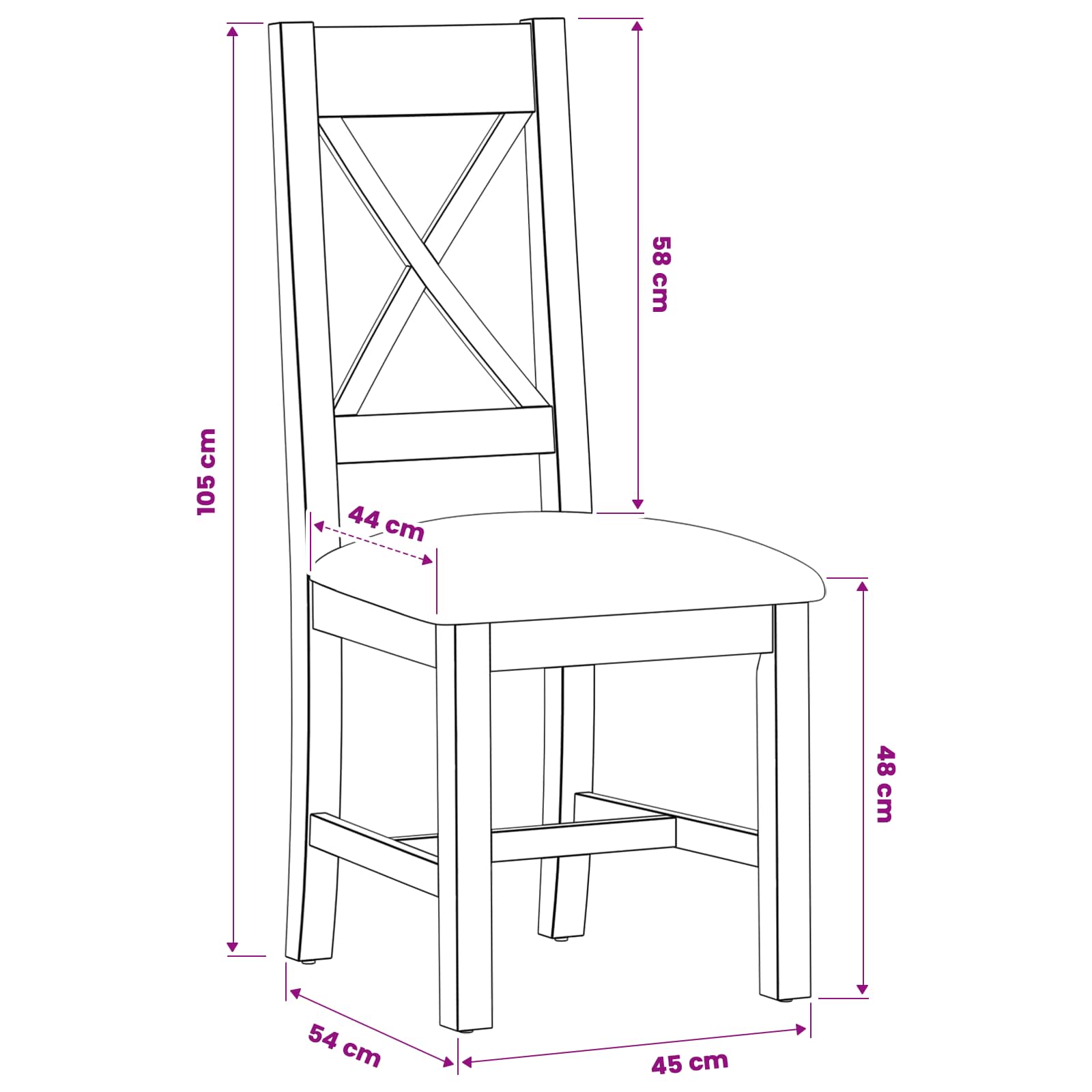 Étkezőszék 2 pcs tömör tölgyfa fekete 45 x 54 x 105 cm