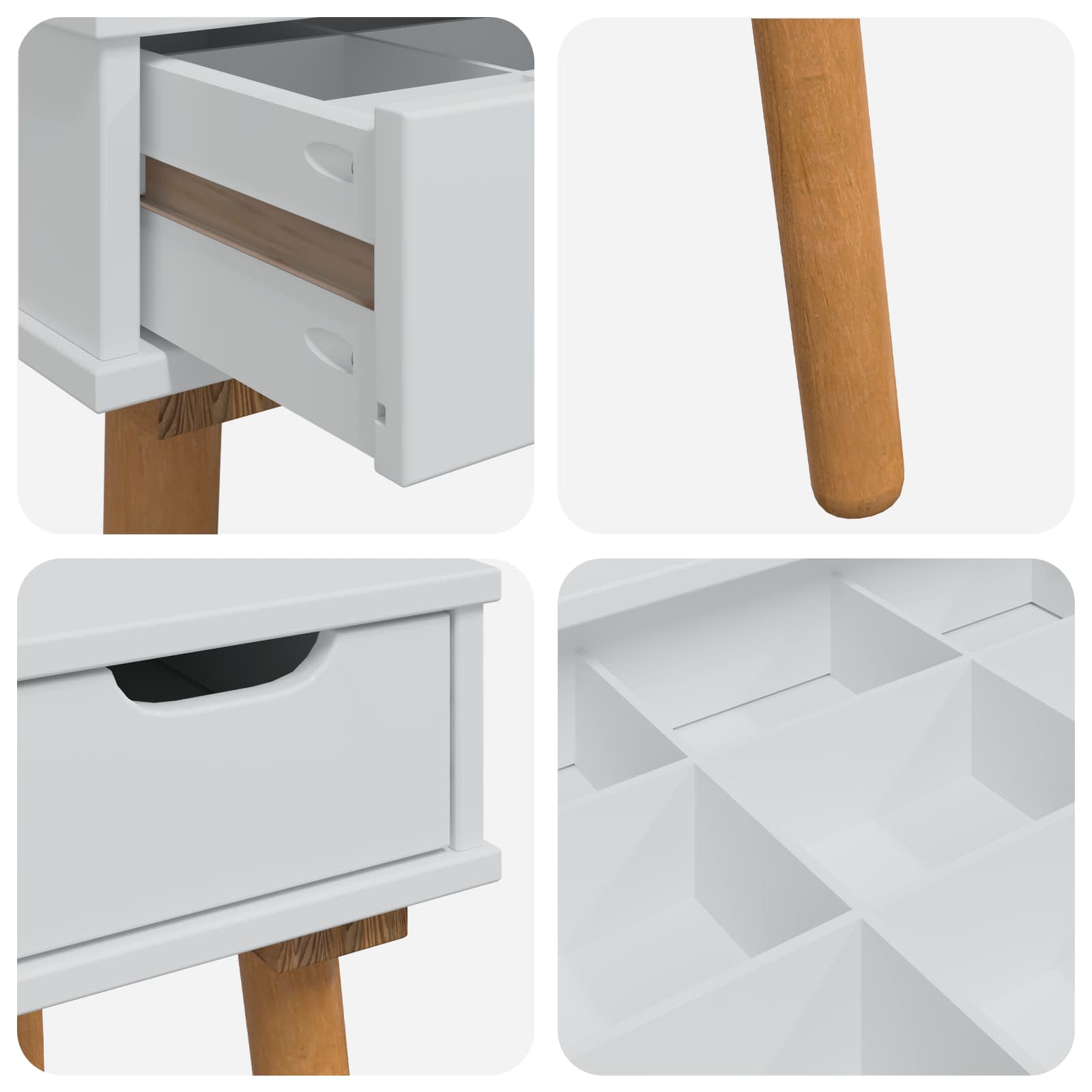 Sminkasztal készlet fauske 3 pcs fehér 100 x 50 x 143 cm