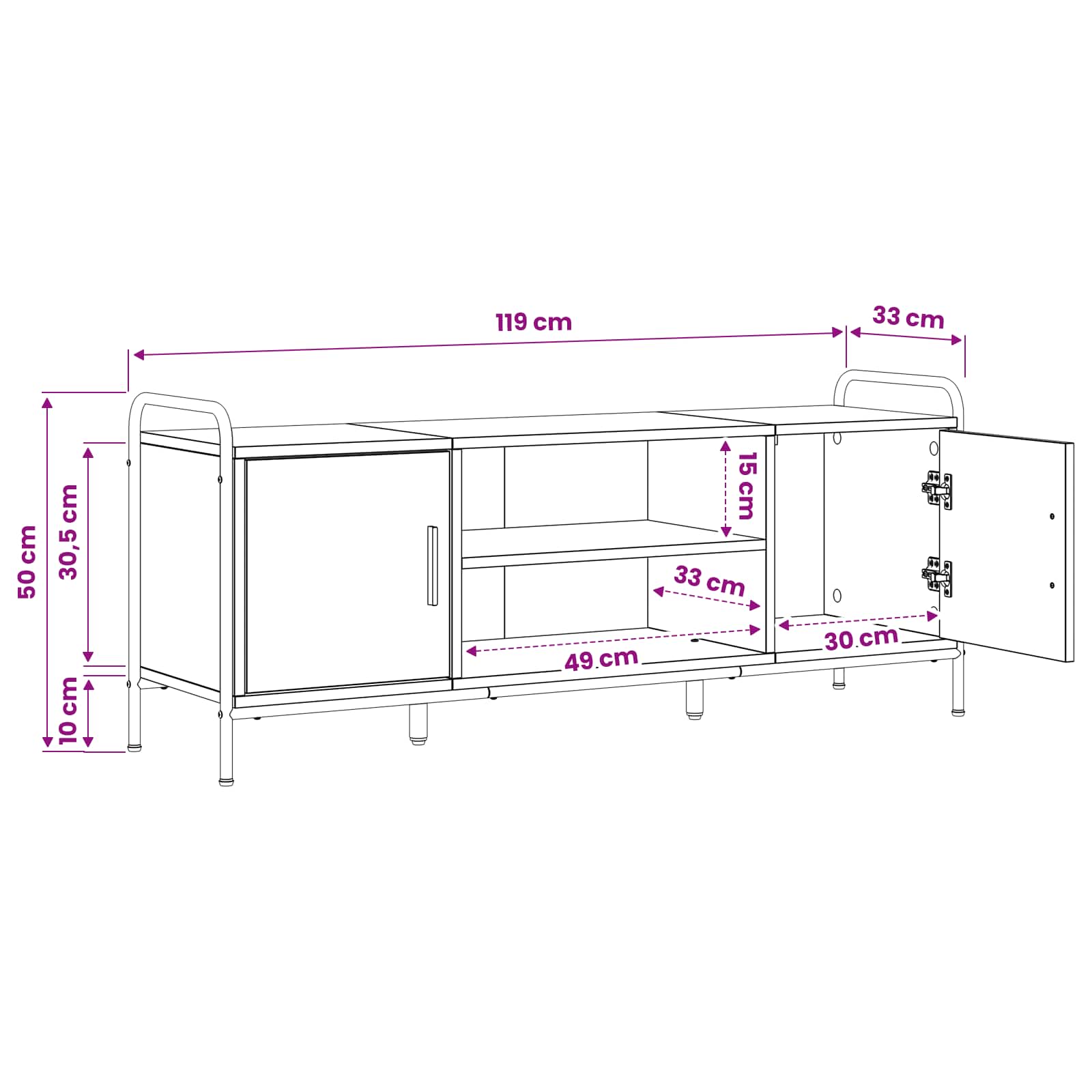 Tv szekrény 119 x 33 x 50 cm antik fa
