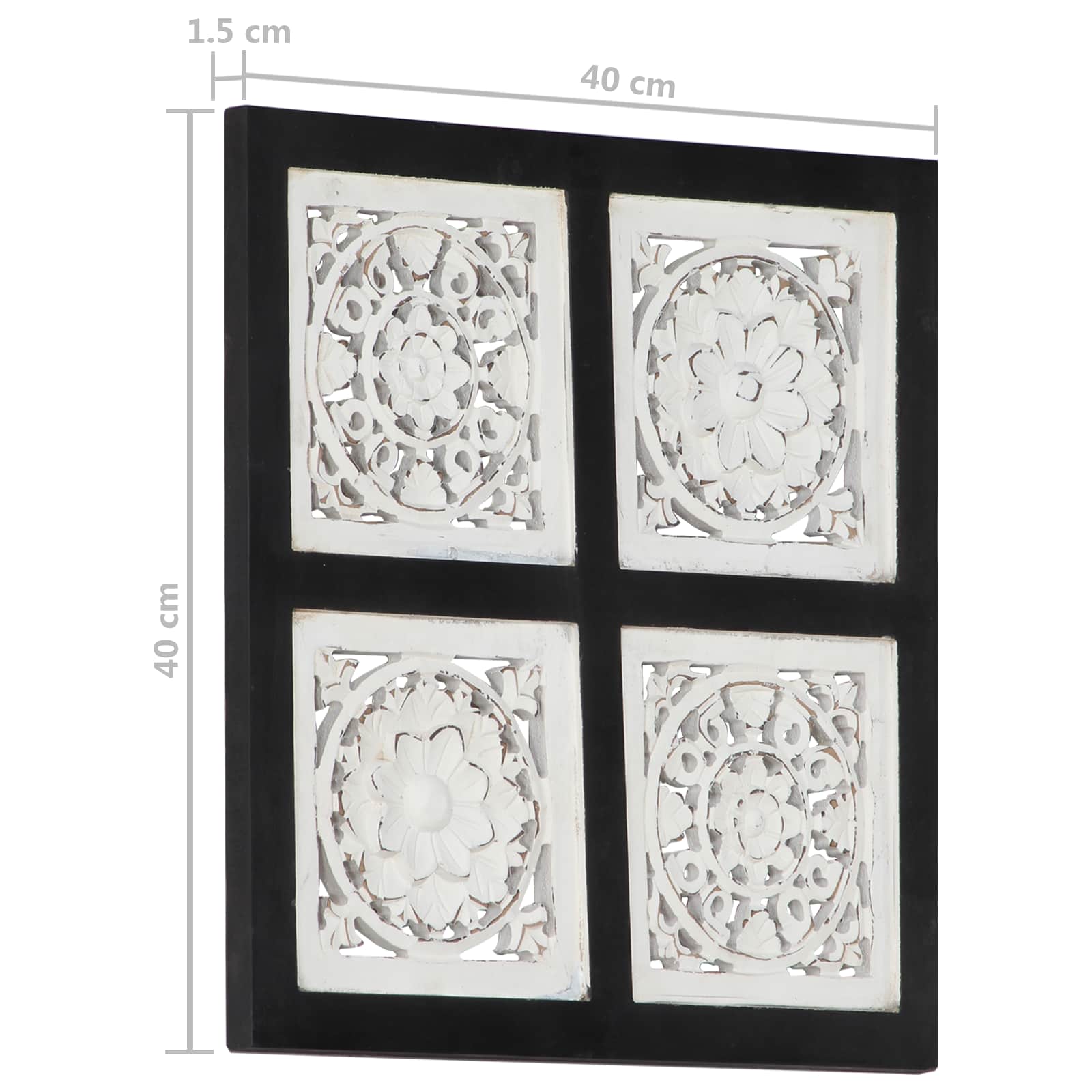 Művészeti dekoráció fekete és fehér 40 x 40 x 1,5 cm mérnöki fa