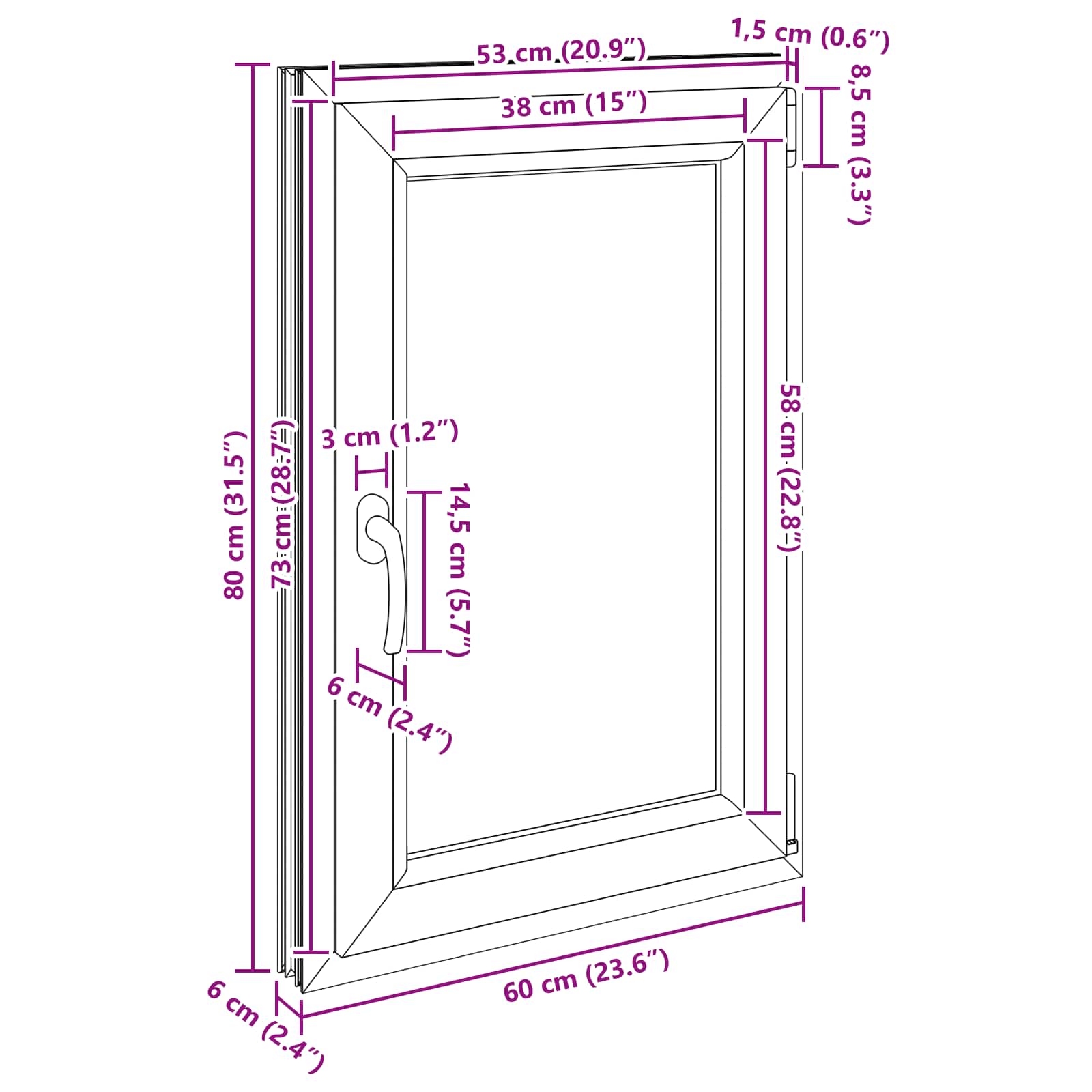 Pinceablak risor 60 x 80 cm pvc és üveg antracitszürke