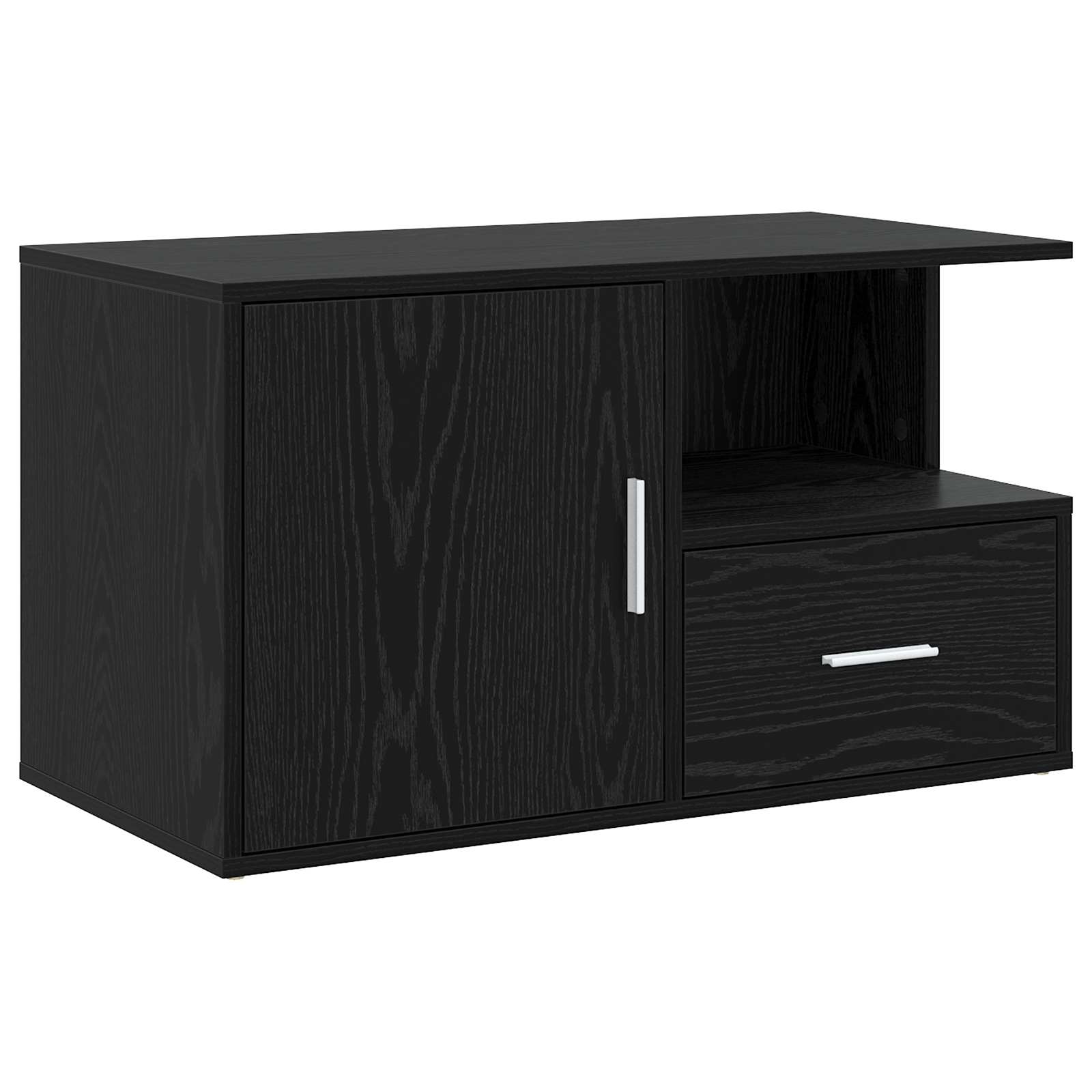 Sarokszekrény fiókkal fekete tölgy 200 x 40 x 45 cm szerelt fa