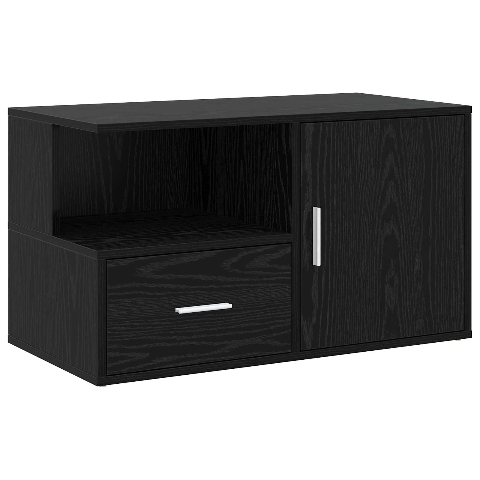 Sarokszekrény fiókkal fekete tölgy 200 x 40 x 45 cm szerelt fa