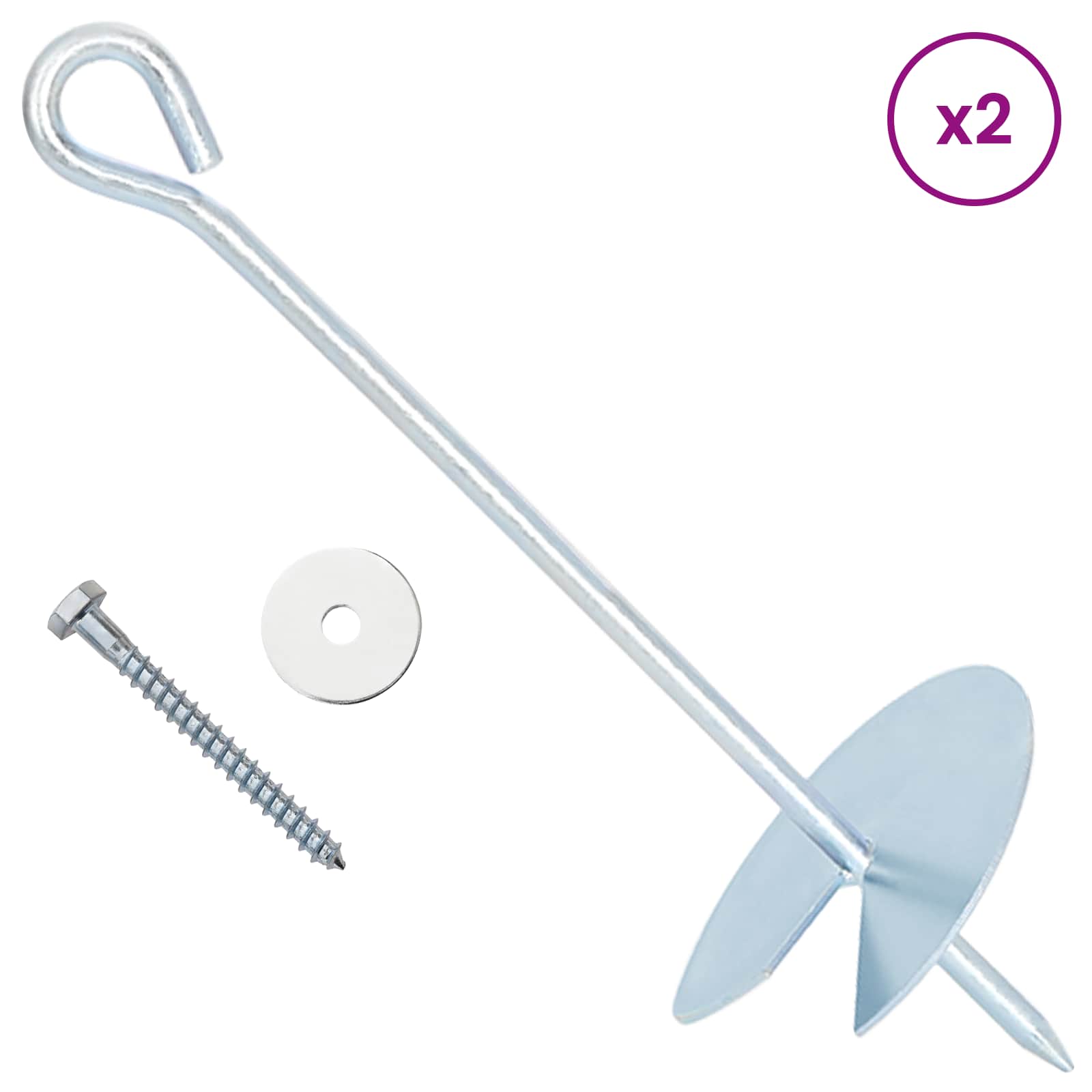 Földi horgony 10 pcs ezüst ø10 x 30 cm galvanizált fém