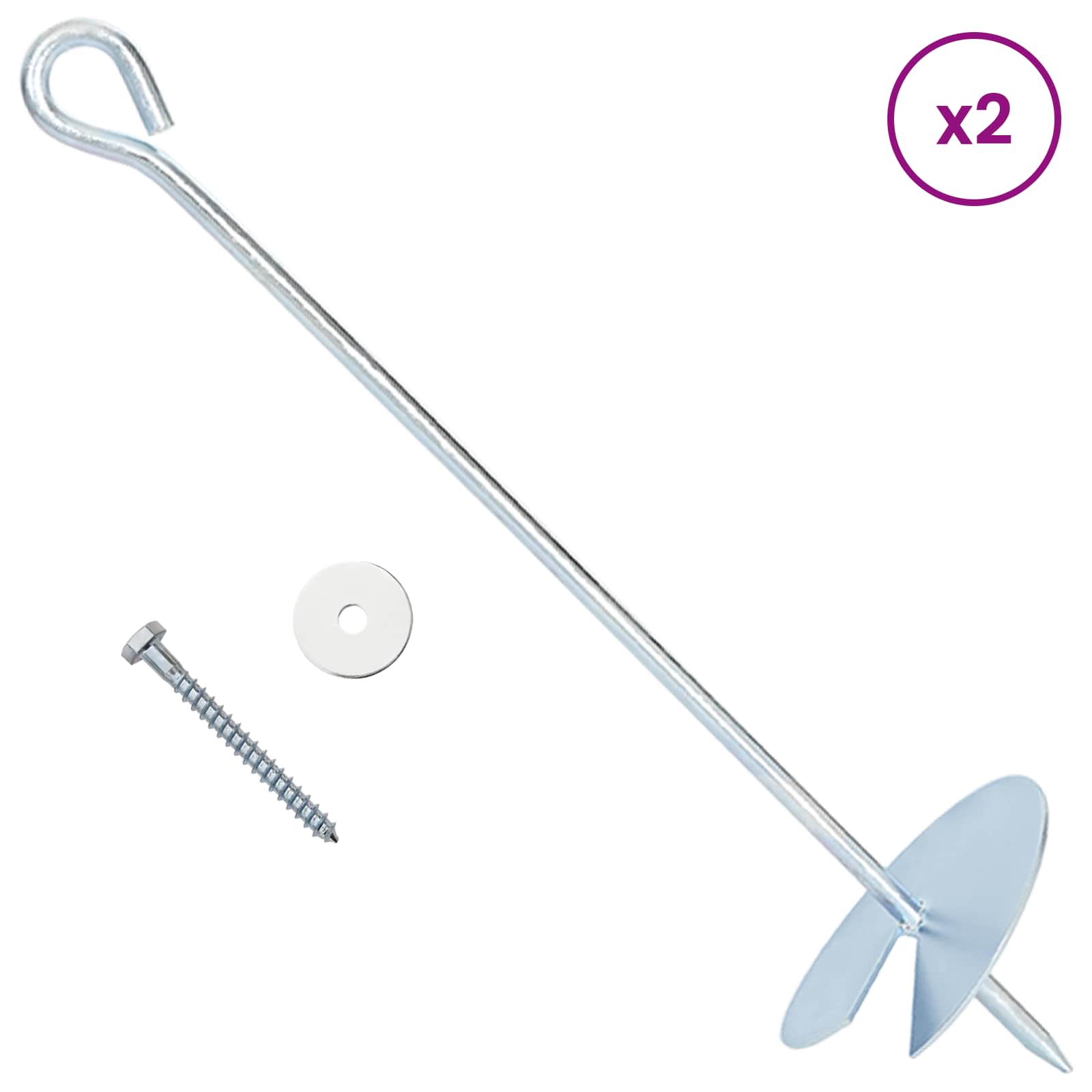Földi horgony 10 pcs ezüst ø10 x 40 cm galvanizált fém