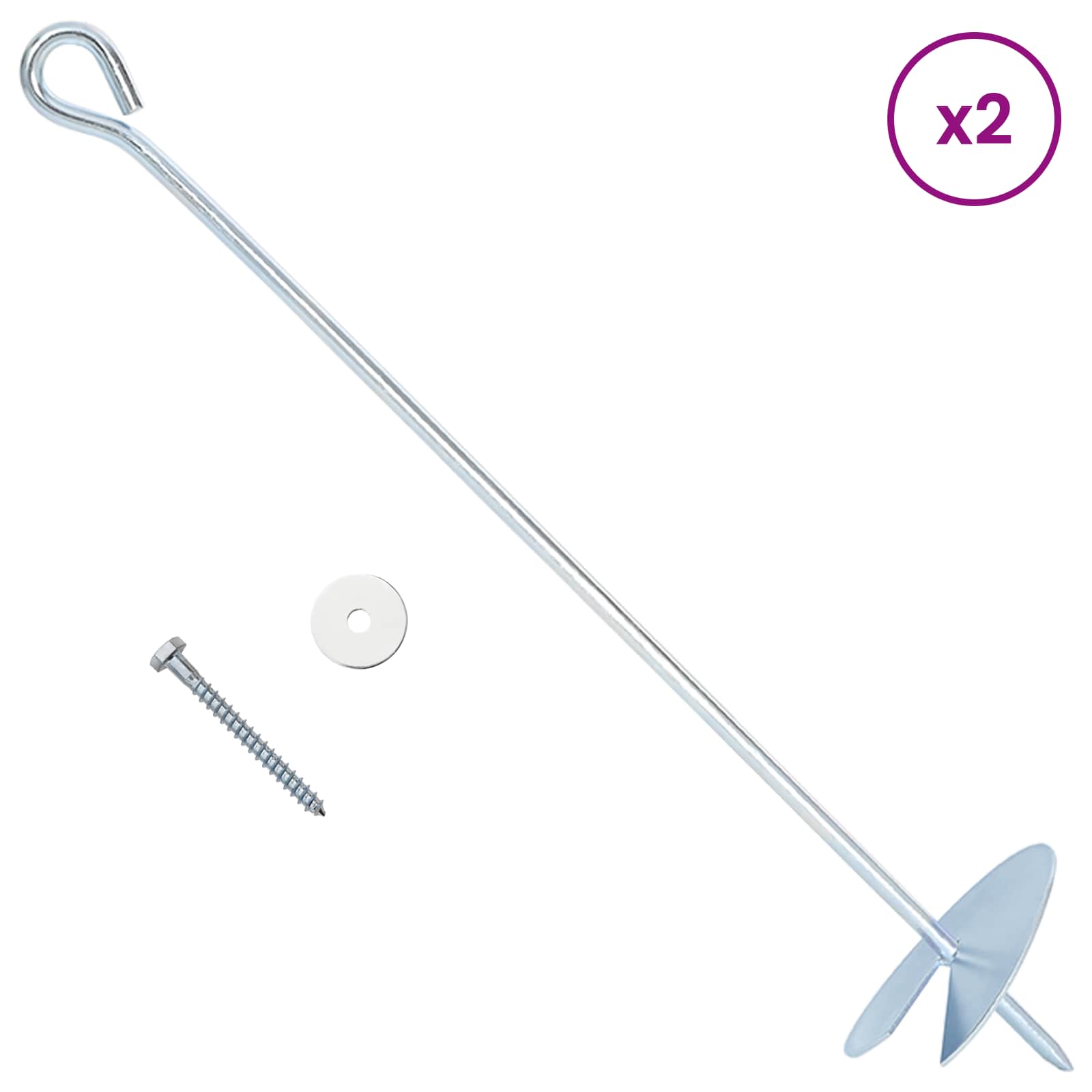 Földi horgony 10 pcs ezüst ø10 x 50 cm galvanizált fém