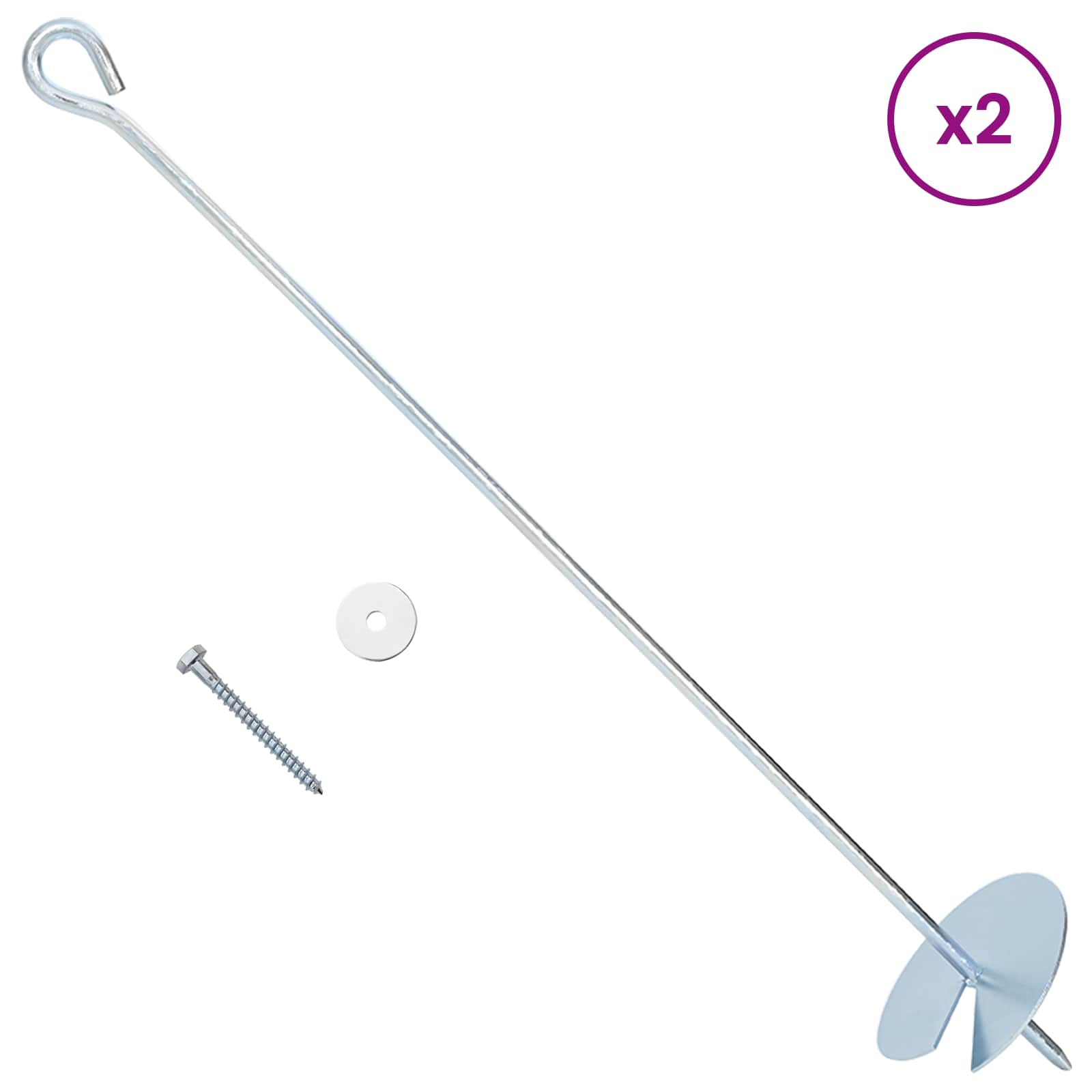 Földi horgony 2 pcs ezüst ø10 x 60 cm galvanizált fém