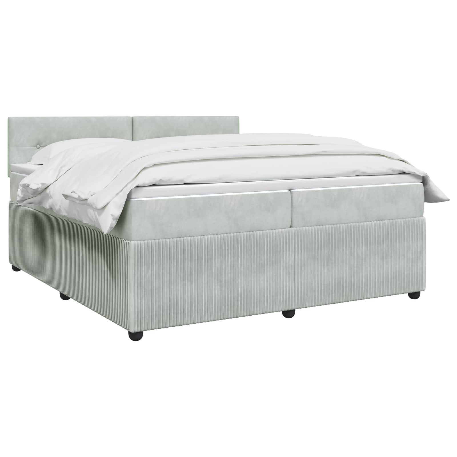 Boxspring ágy matraccal világosszürke 200 x 200 cm bársony