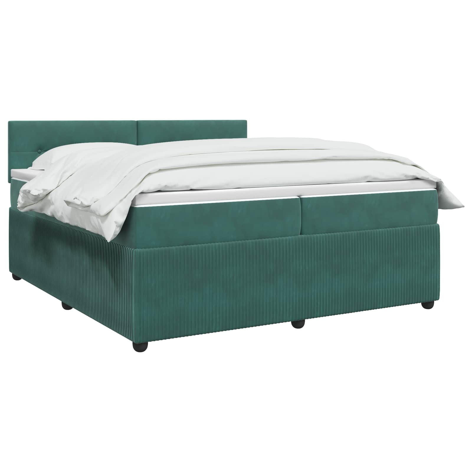 Boxspring ágy matraccal sötétzöld 200 x 200 cm bársony