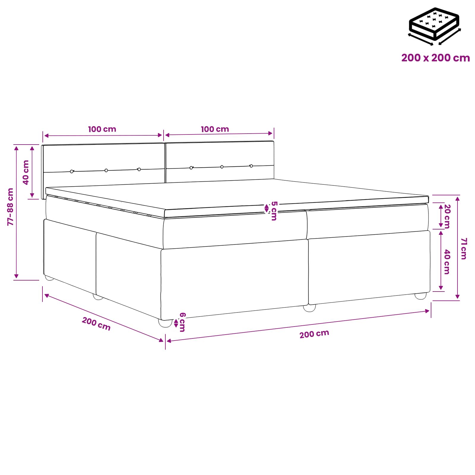 Boxspring ágy matraccal sötétzöld 200 x 200 cm bársony