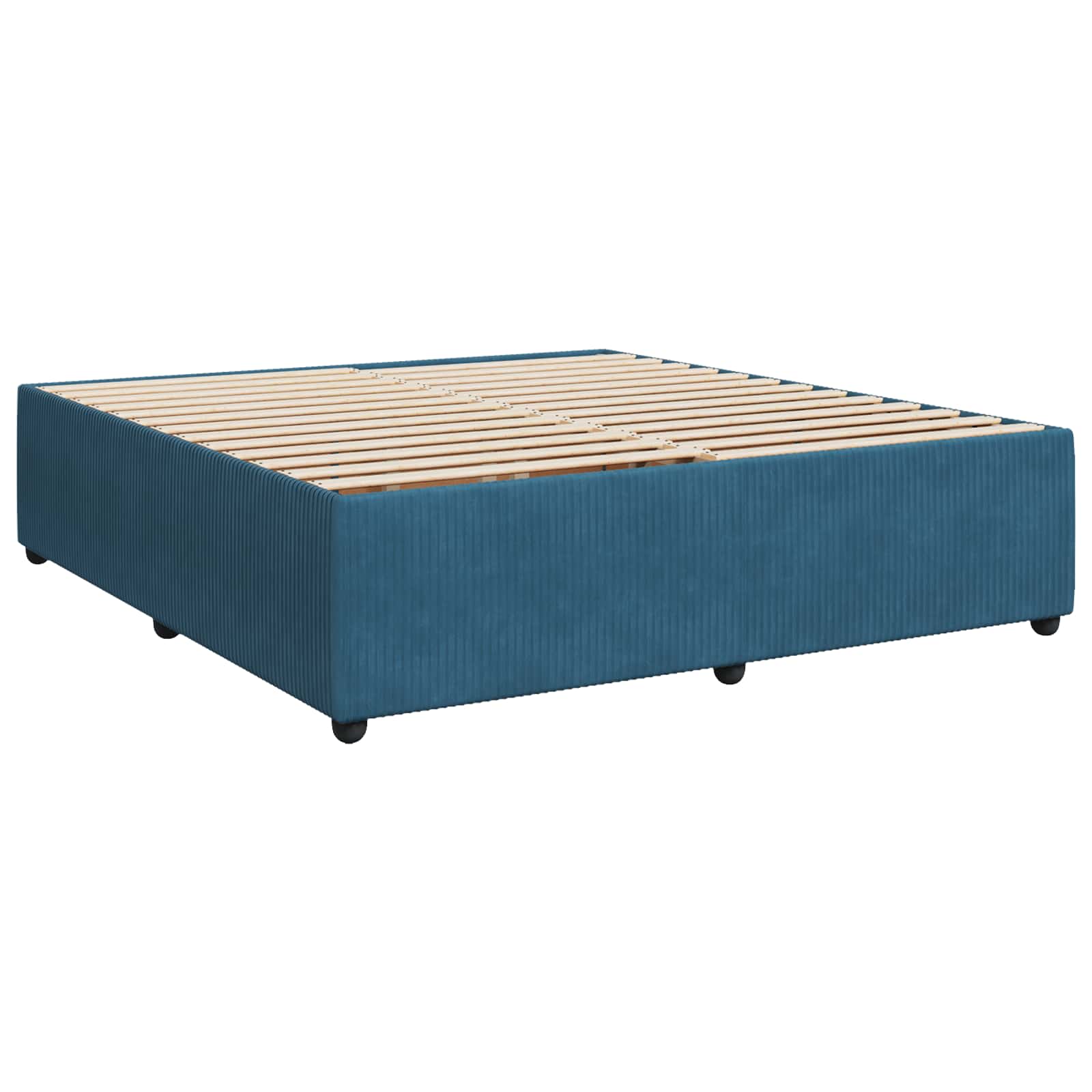 Boxspring ágy matraccal fejtámlával kék 200 x 200 cm bársony