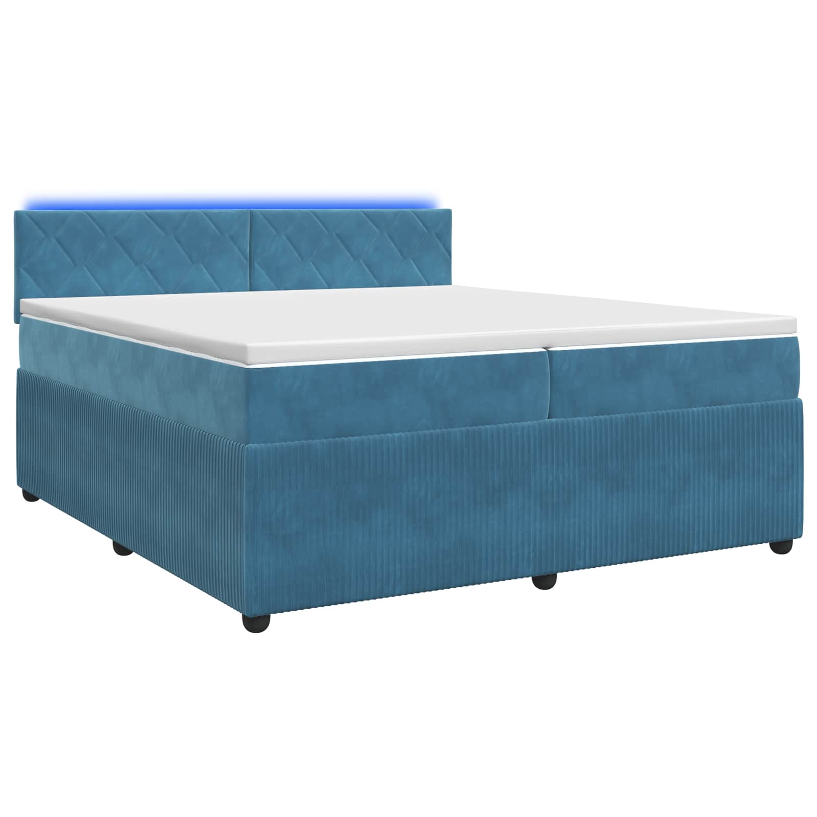 Boxspring ágy matraccal fejtámlával kék 200 x 200 cm bársony