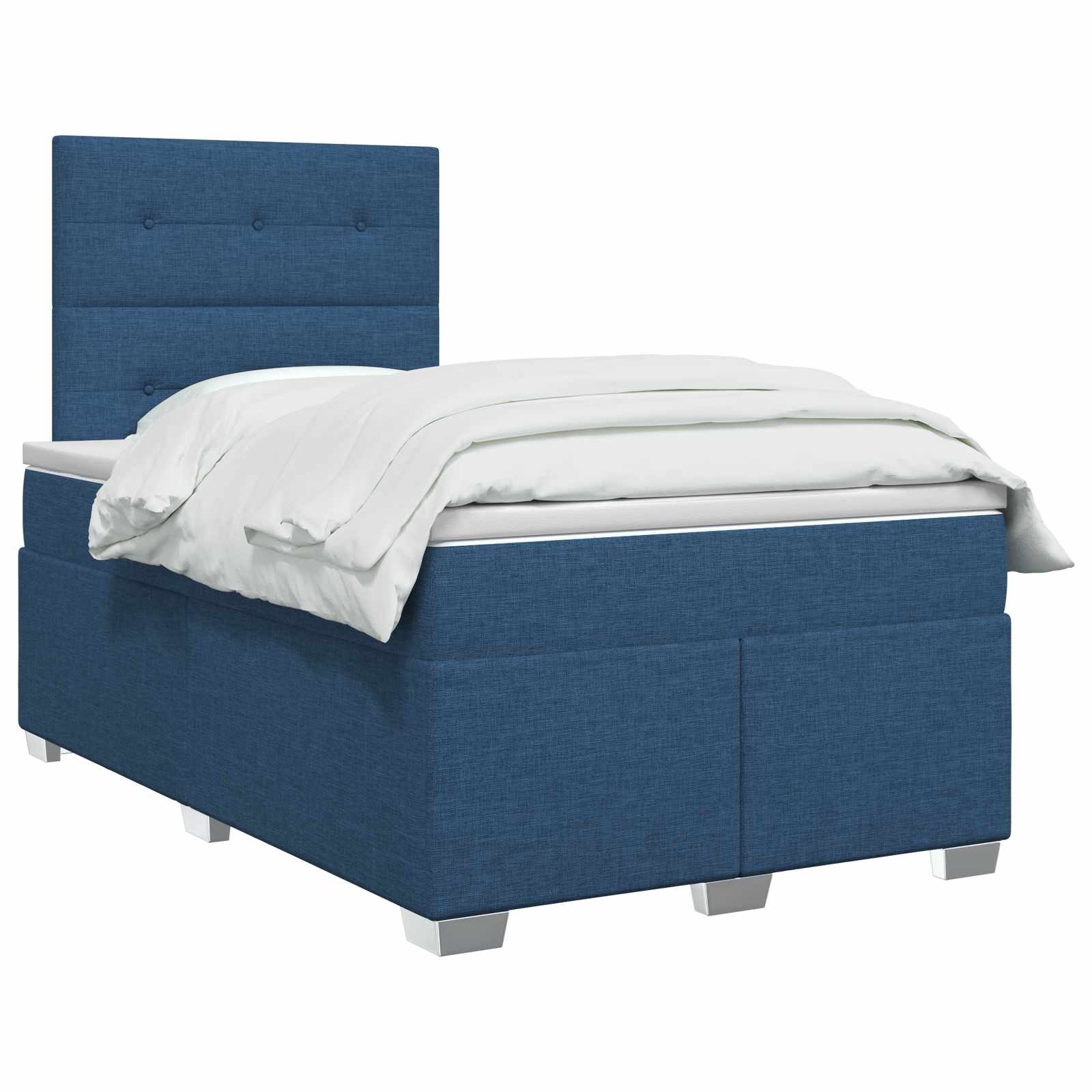 Boxspring ágy matraccal fejtámlával kék 120 x 190 cm szövet
