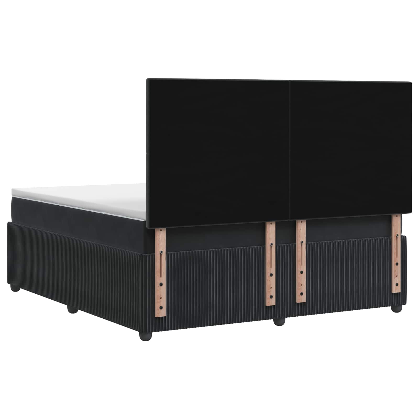 Boxspring ágy matraccal fejtámlával fekete 180 x 200 cm bársony