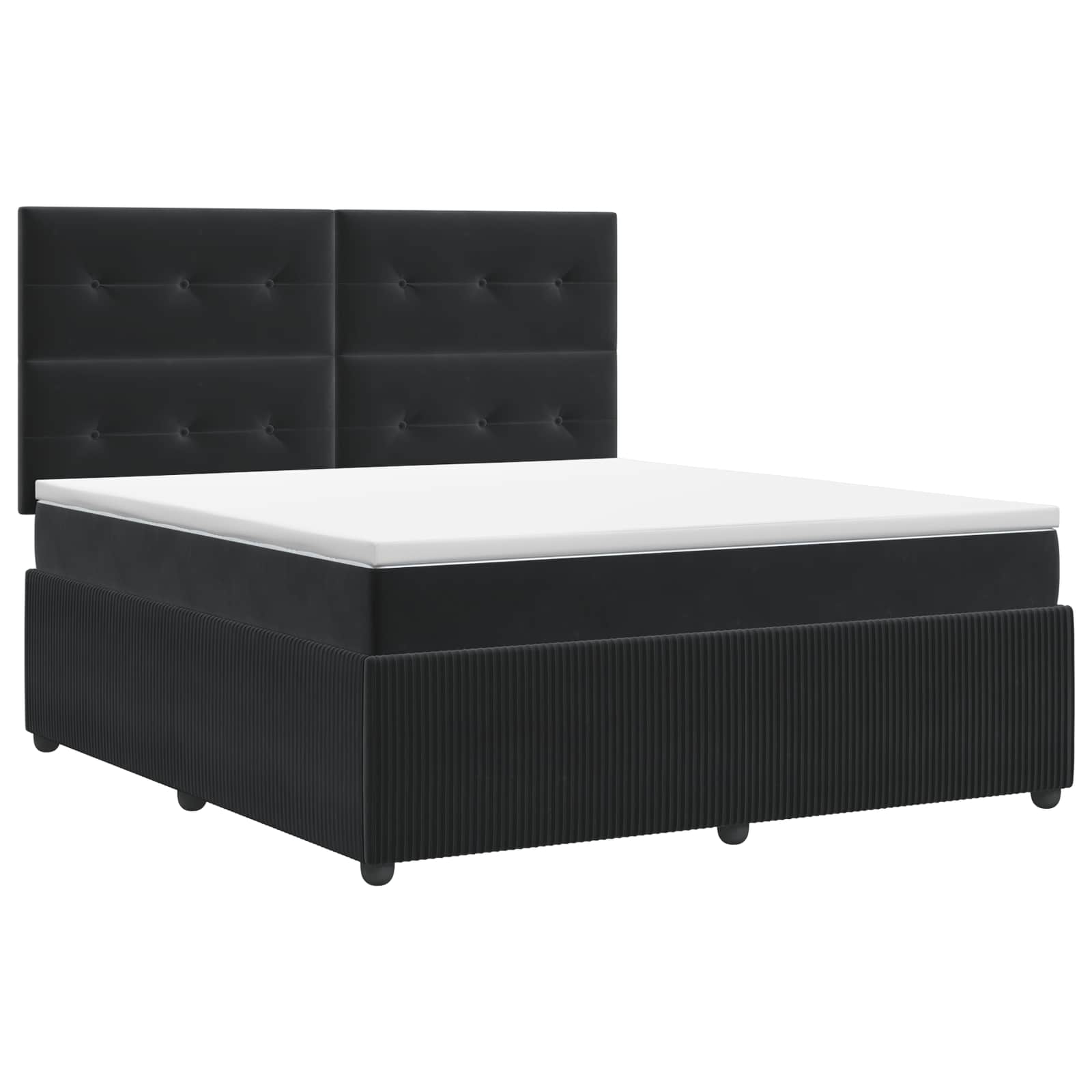 Boxspring ágy matraccal fejtámlával fekete 180 x 200 cm bársony