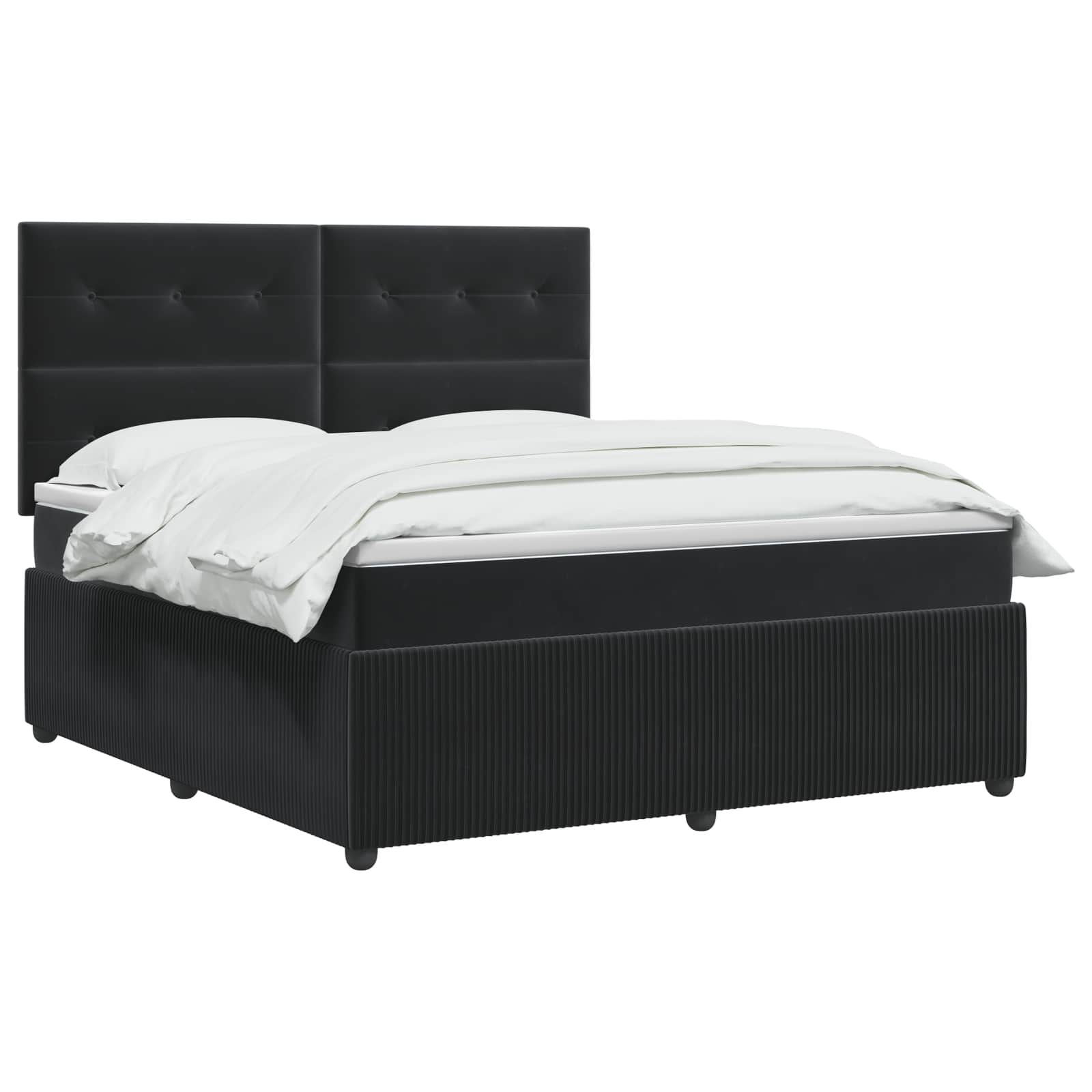 Boxspring ágy matraccal fejtámlával fekete 180 x 200 cm bársony